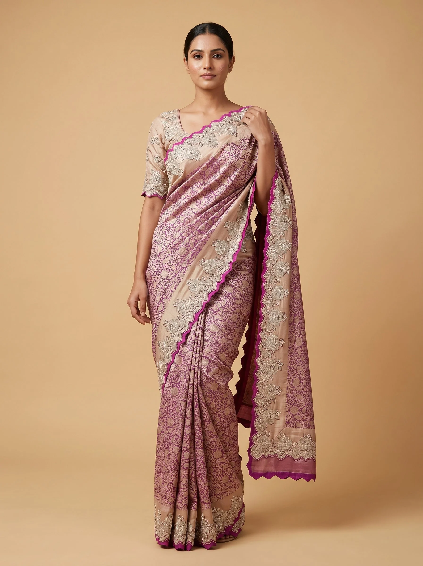 Purple Luxe Embroidered Saree