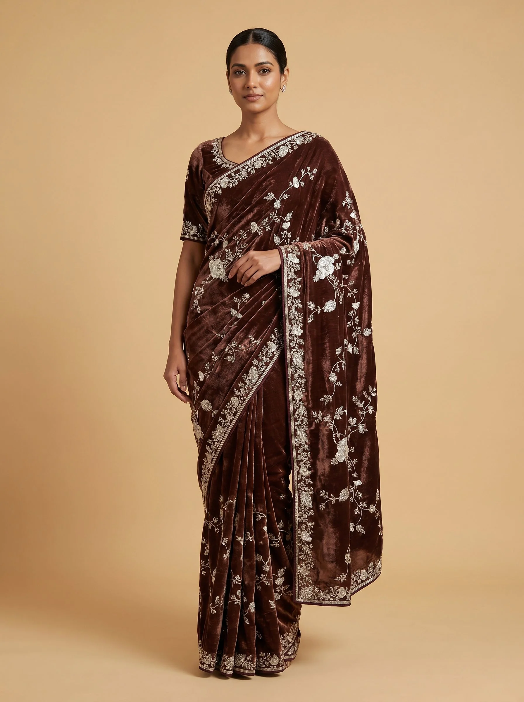 Purple Luxe Glow Embroidered Saree