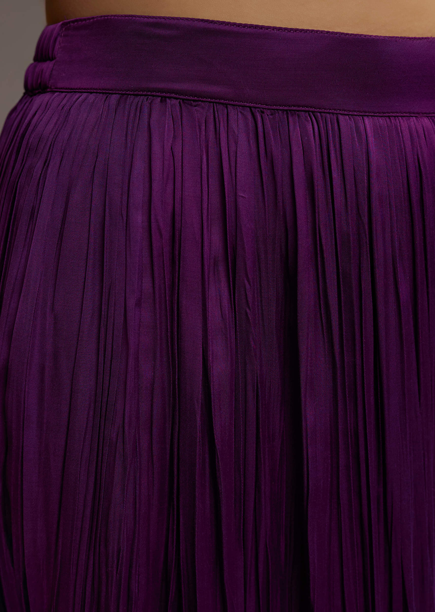 Purple Modal Satin Palazzo Suit With Bandhani Print - Image 6