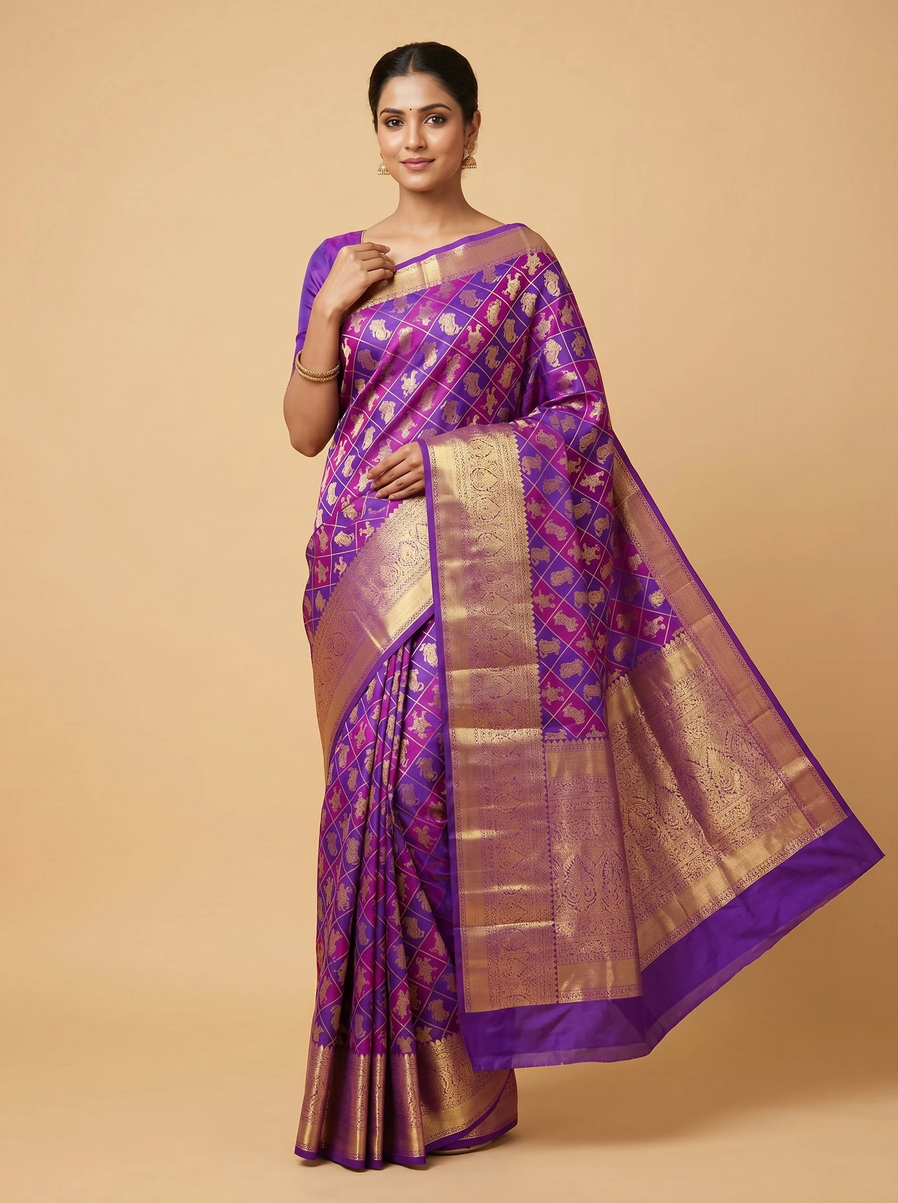 Purple Monarch Loom Handloom Saree