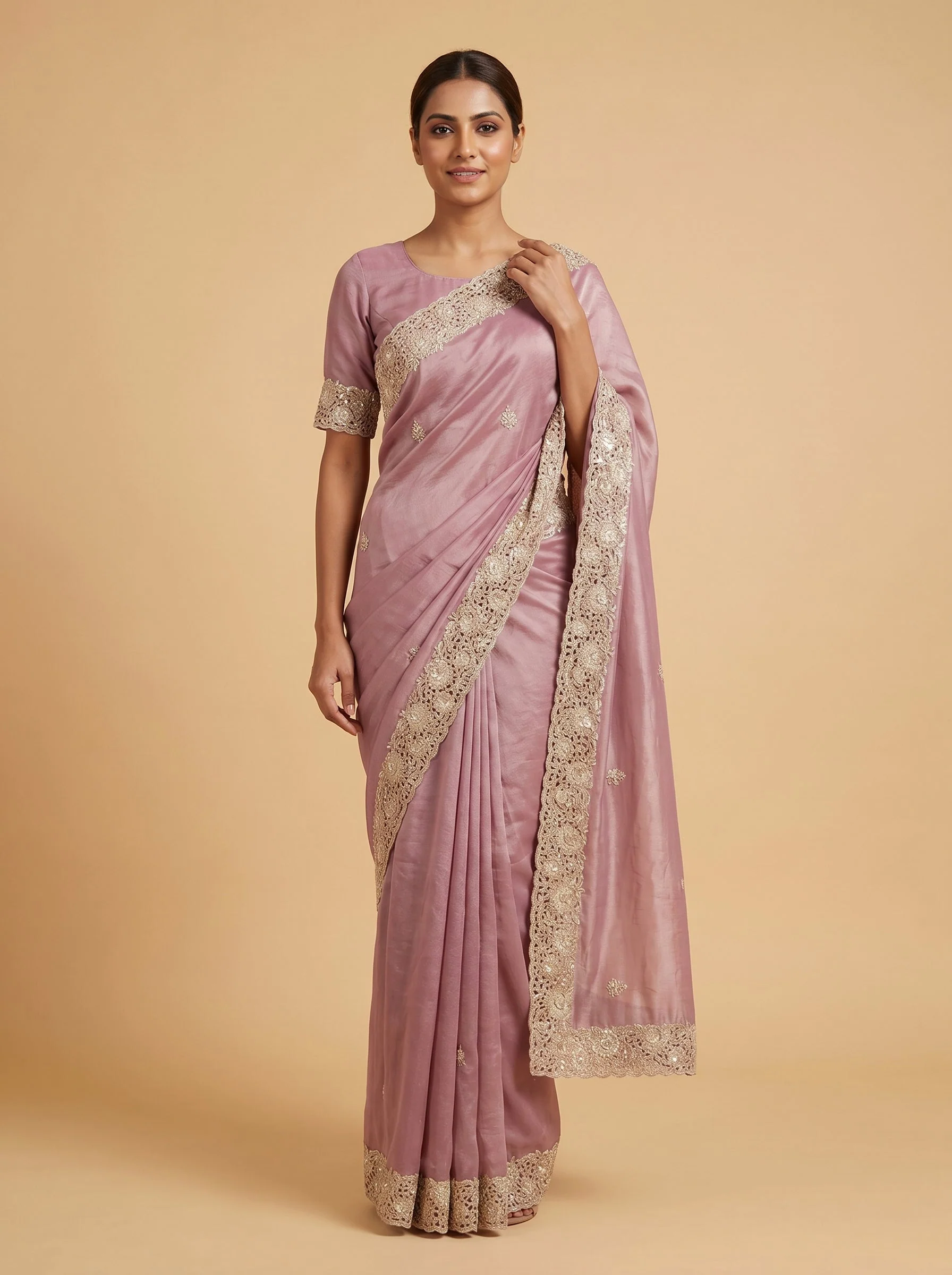 Purple Mystic Aura Embroidered Saree