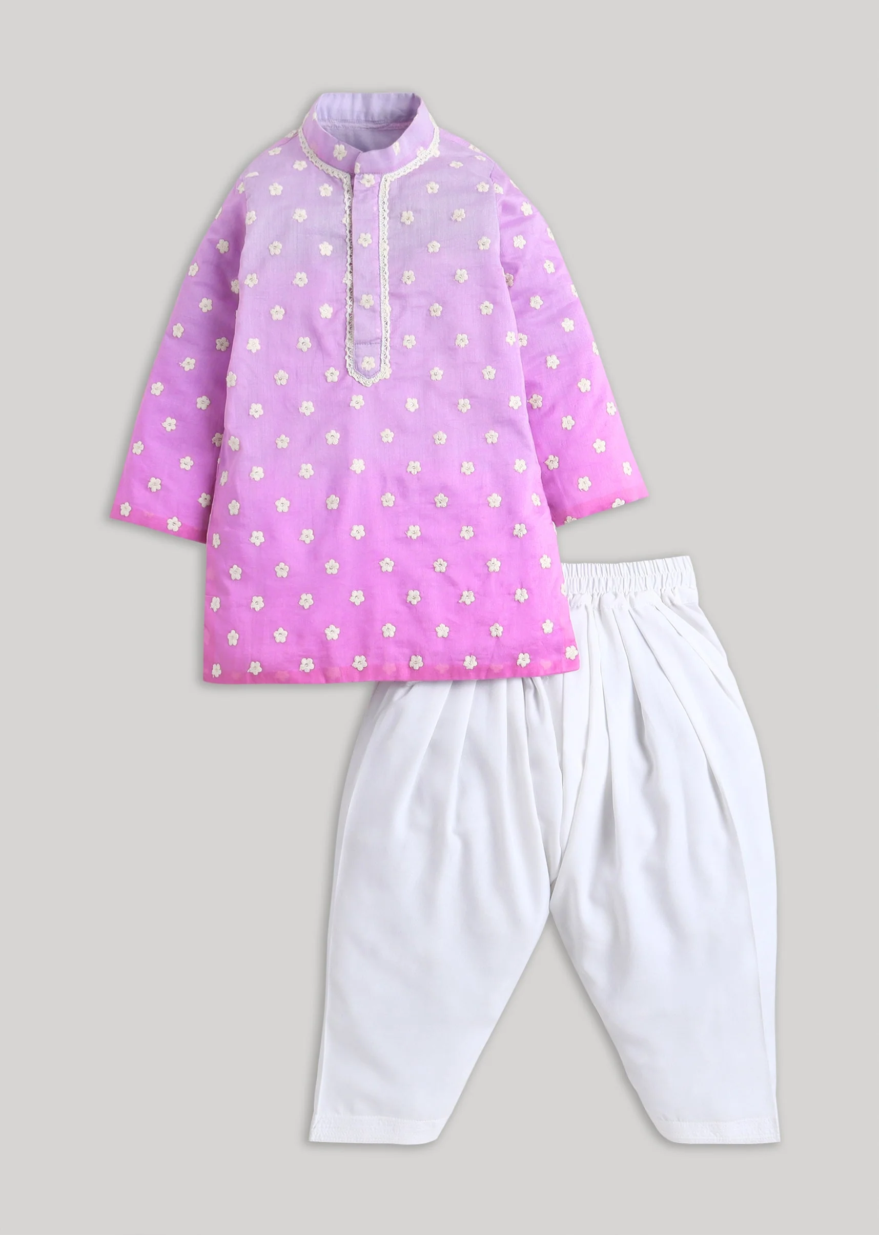 Purple Ombre kurta Set With Embroidery