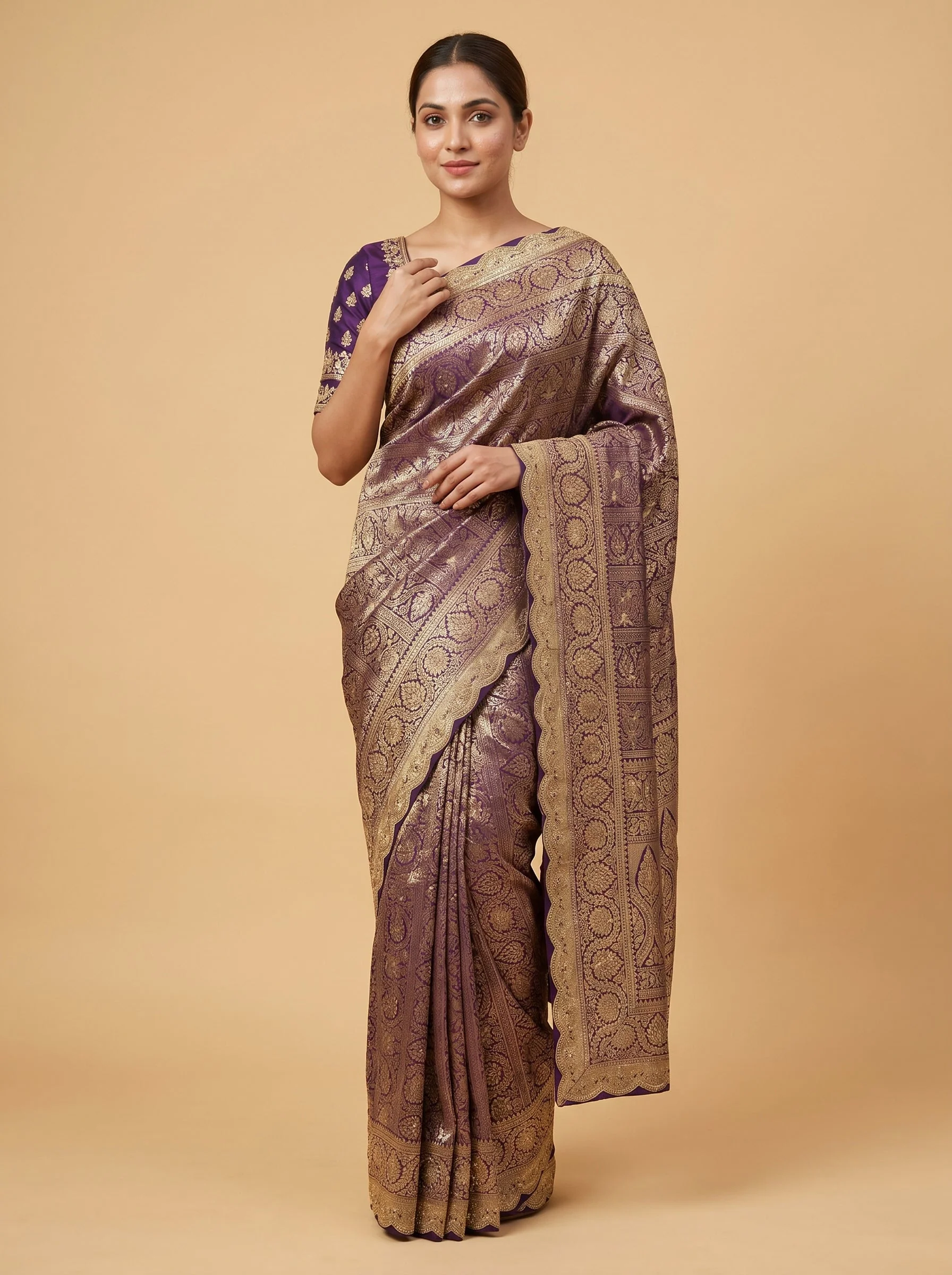 Purple Orchid Radiance Embroidered Saree