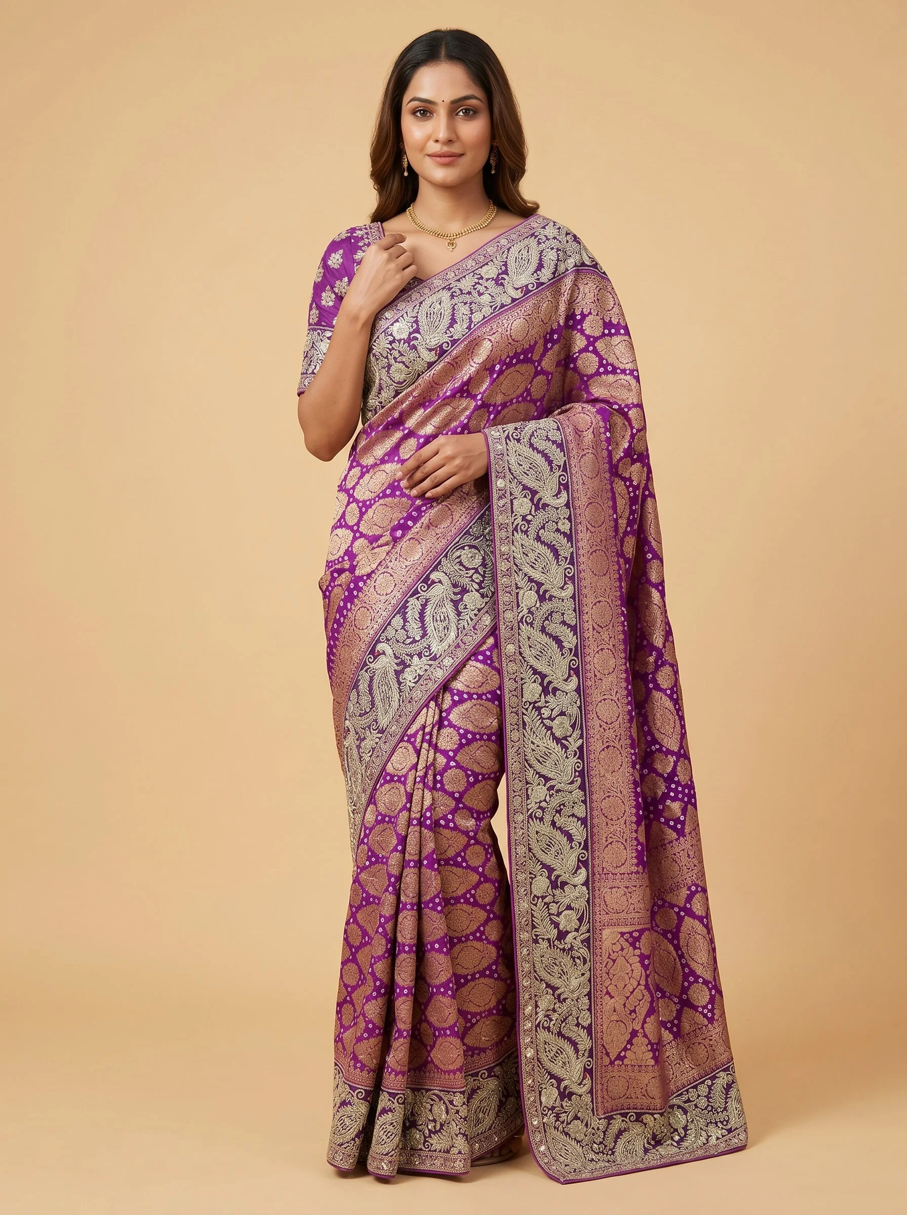 Purple Pink Glow Handloom Saree