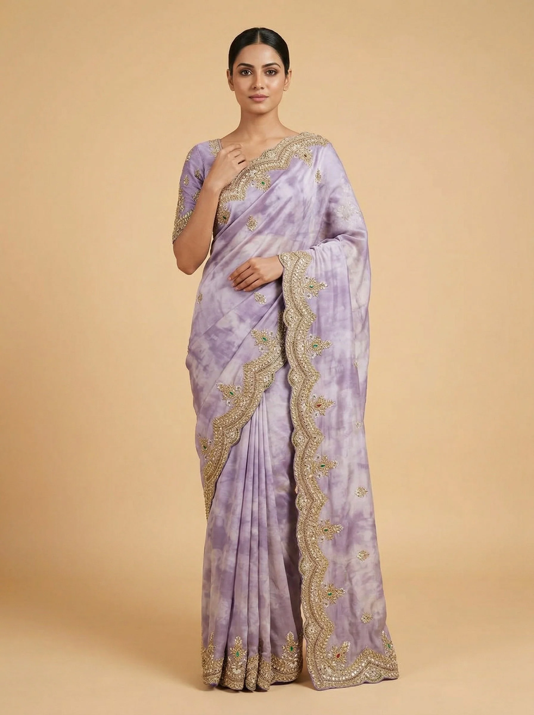 Purple Plush Embroidered Saree