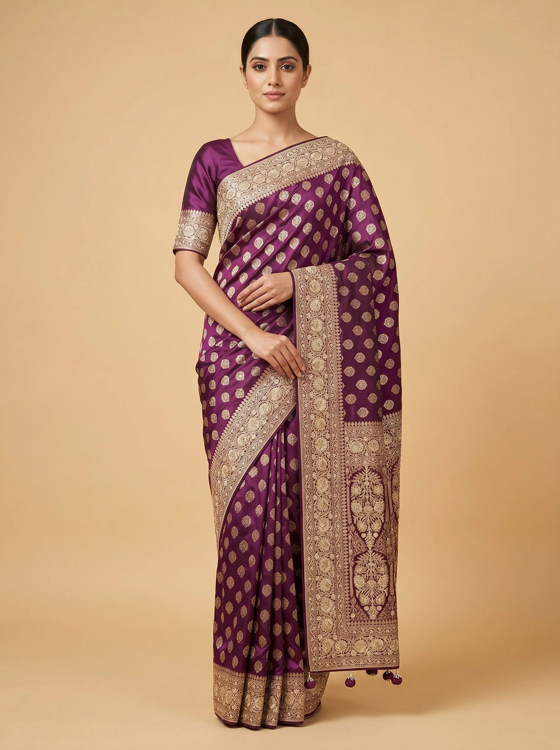 Purple Refined Detailing Embroidered Saree