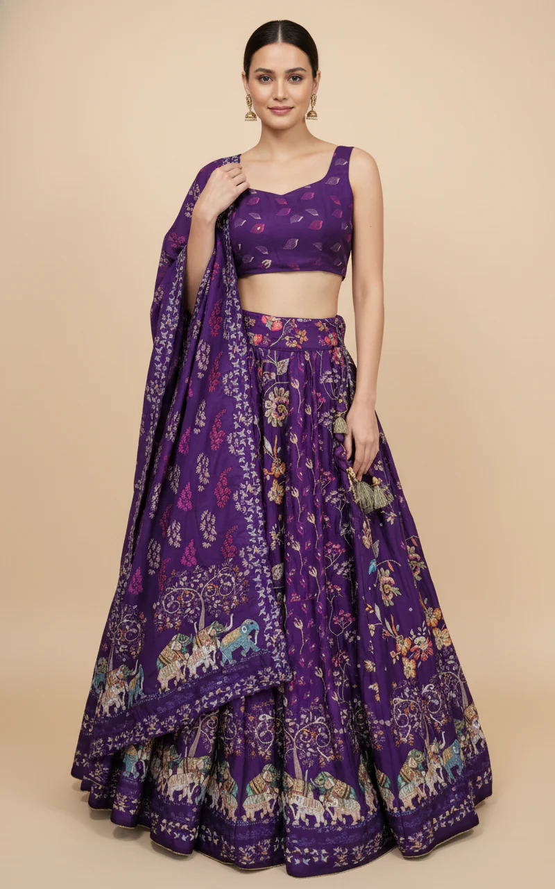 Purple Regal Bridesmaid Lehenga - Image 2