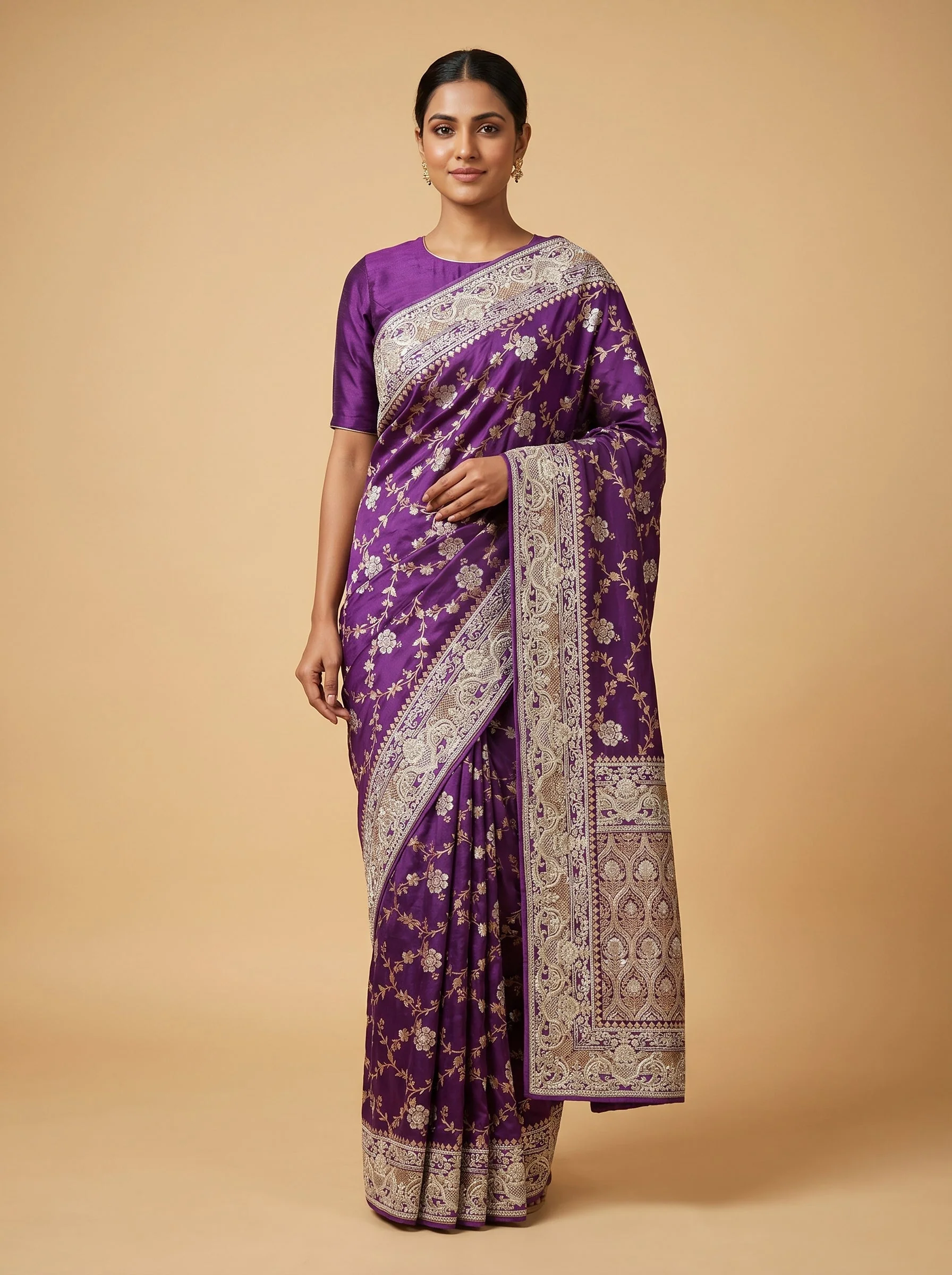 Purple Regal Embroidery Saree
