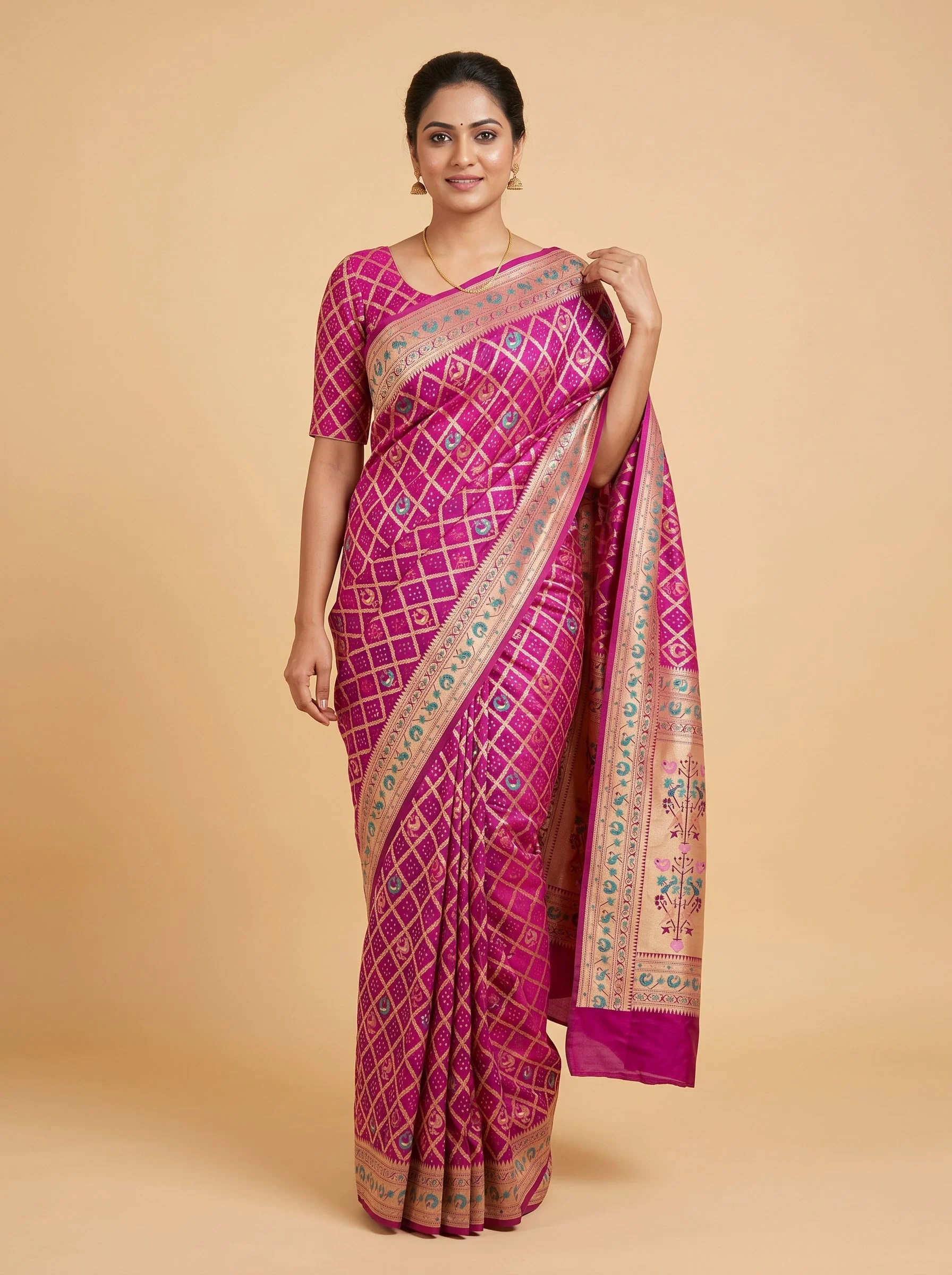 Purple Resist-Dye Bandhani Saree