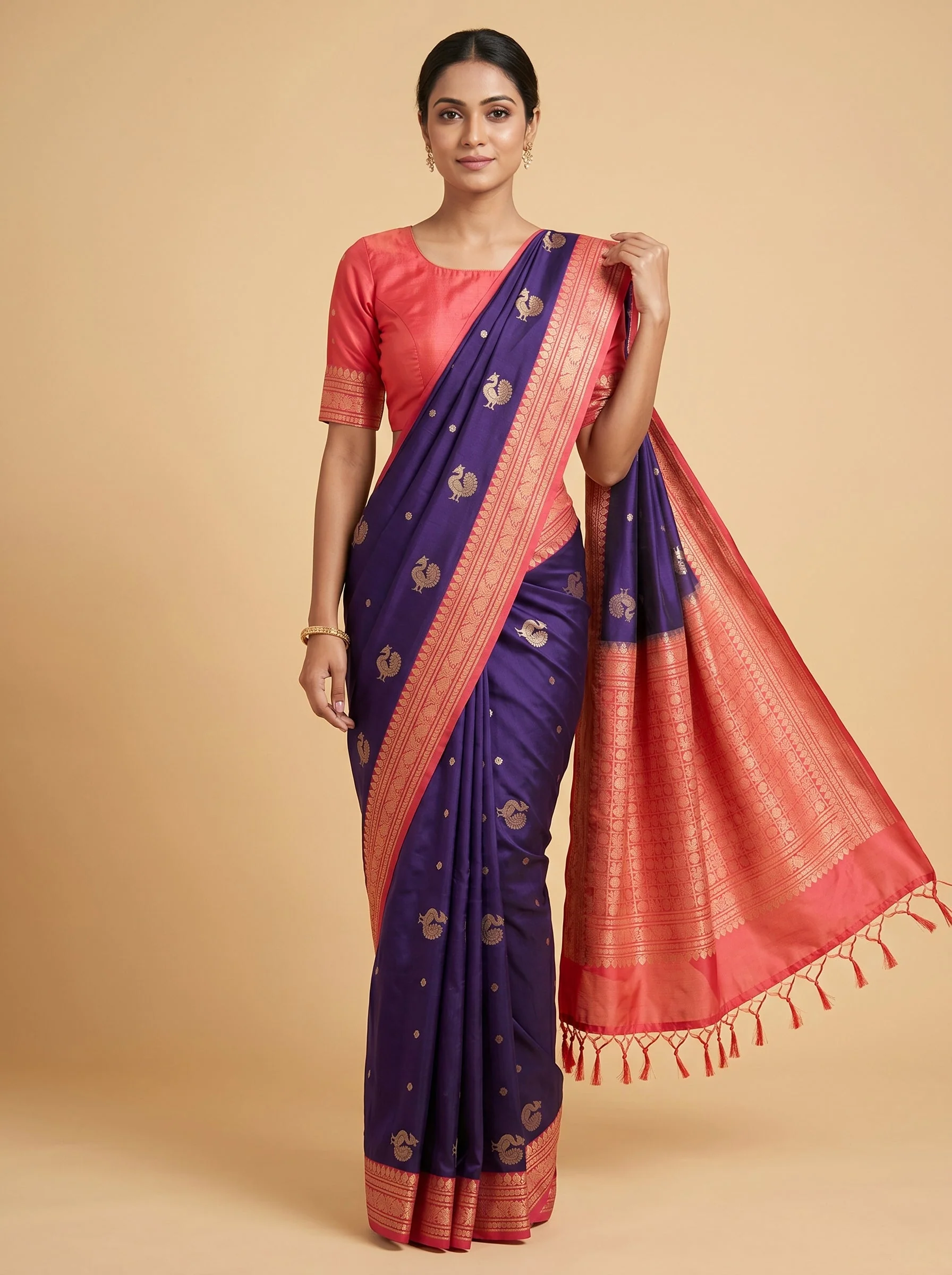 Purple Rich Finish Handloom Saree