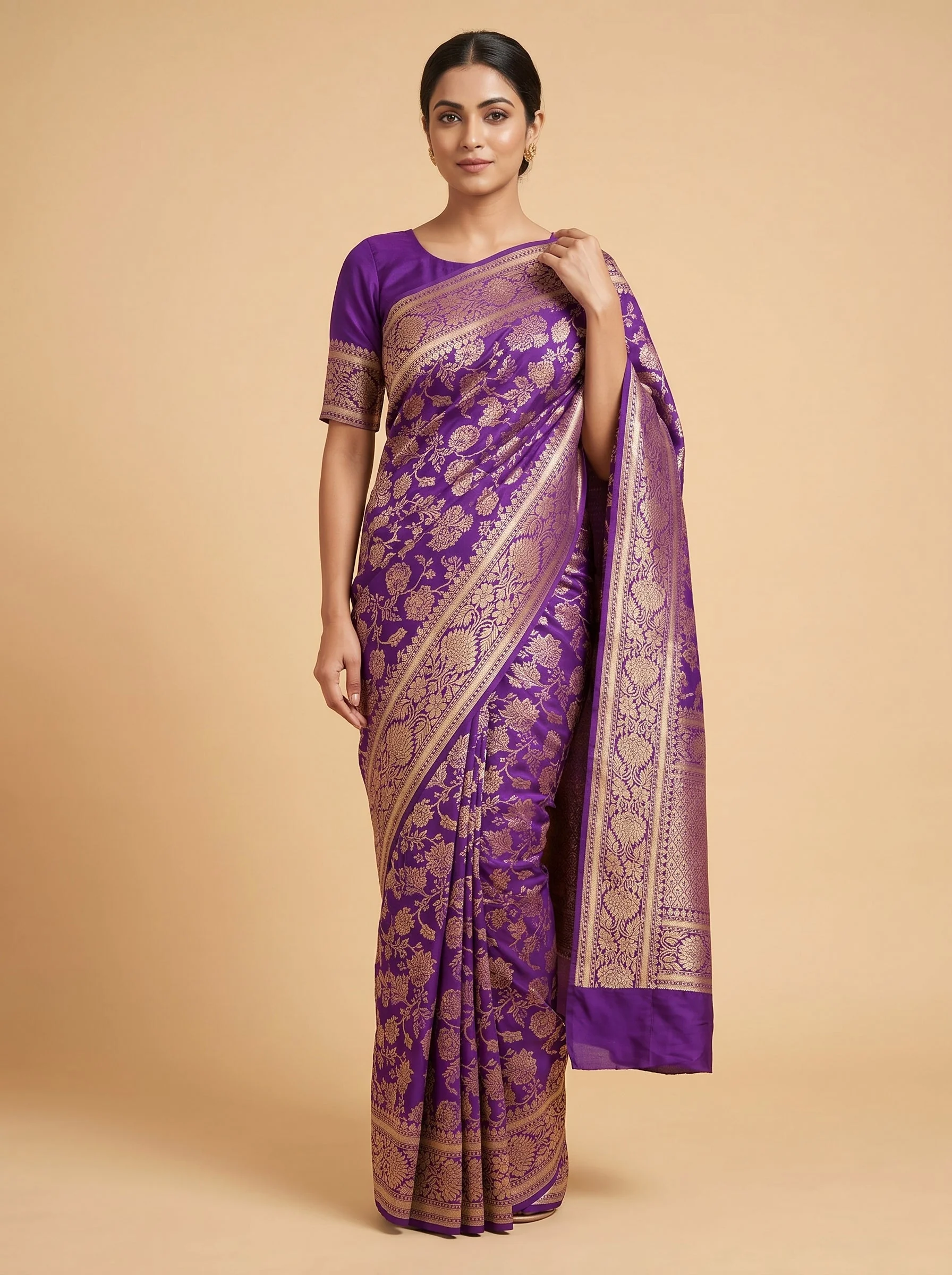 Purple Royal Charm Handloom Saree