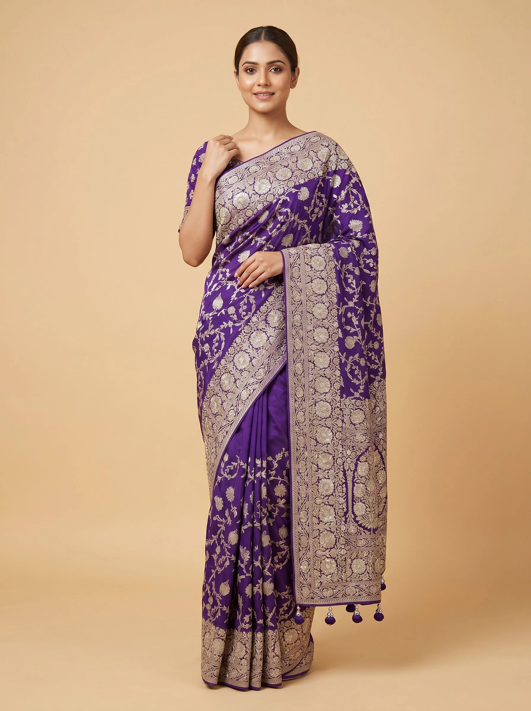 Purple Royal Craft Embroidered Saree
