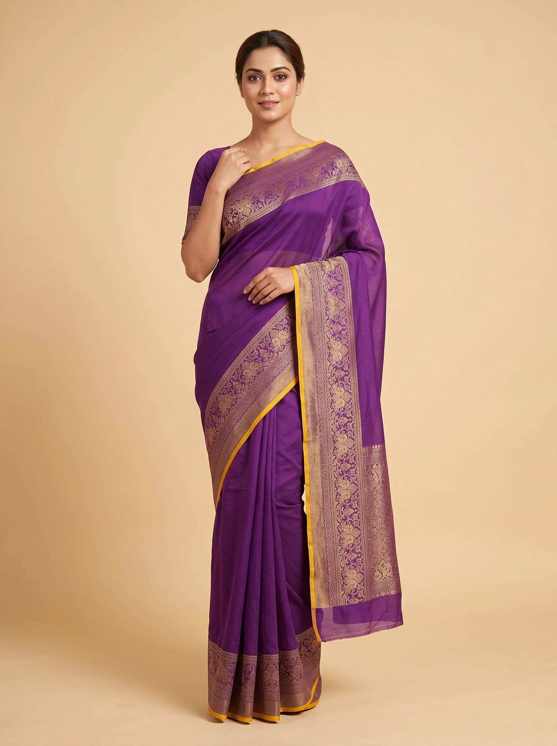 Purple Royal Flow Handloom Saree