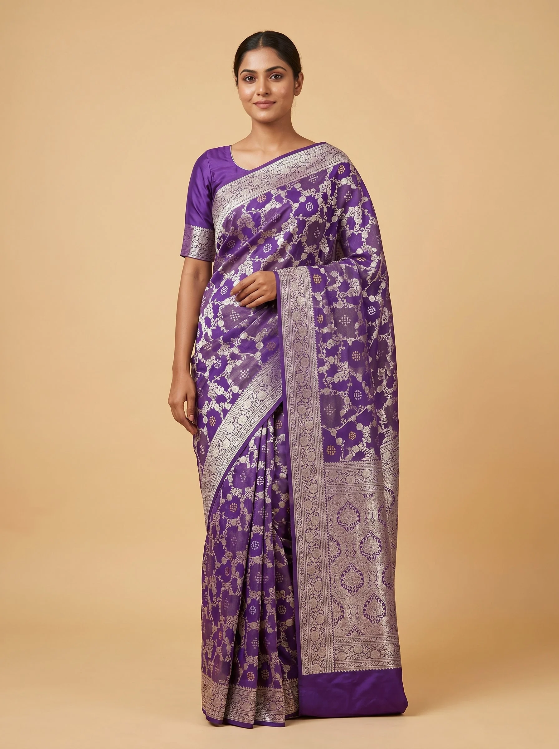 Purple Royal Tie-Dye Bandhani Saree