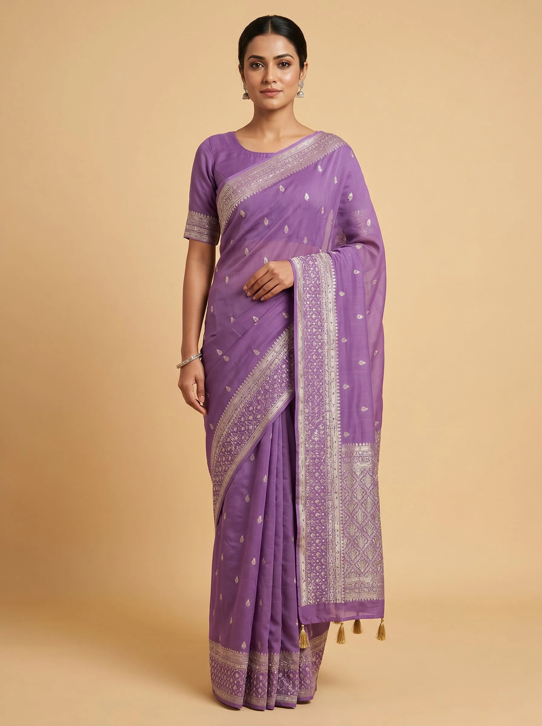 Purple Royal Whisper Embroidered Saree