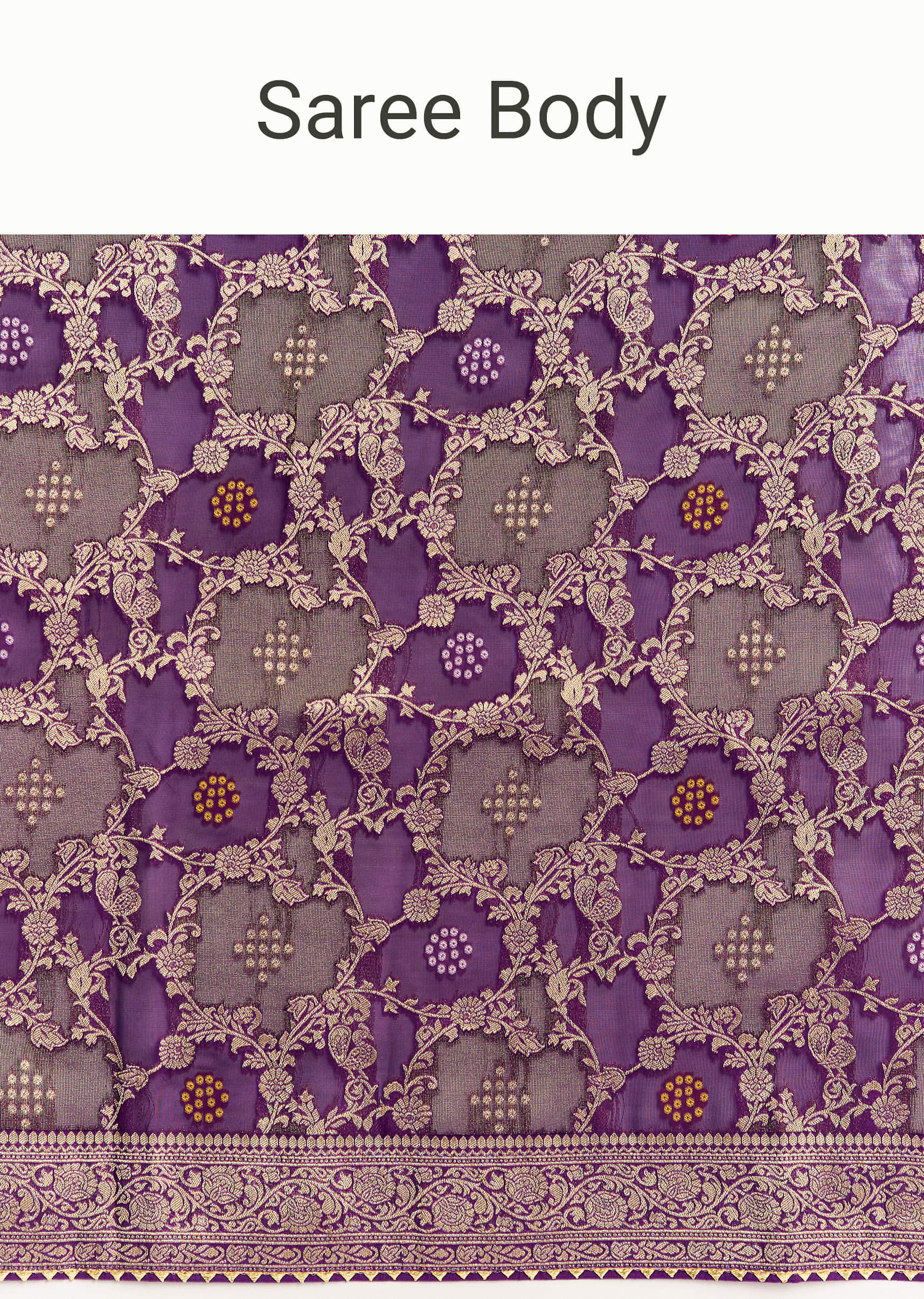 Purple Shaded Georgette Saree With Zari Jaal Work - Image 9