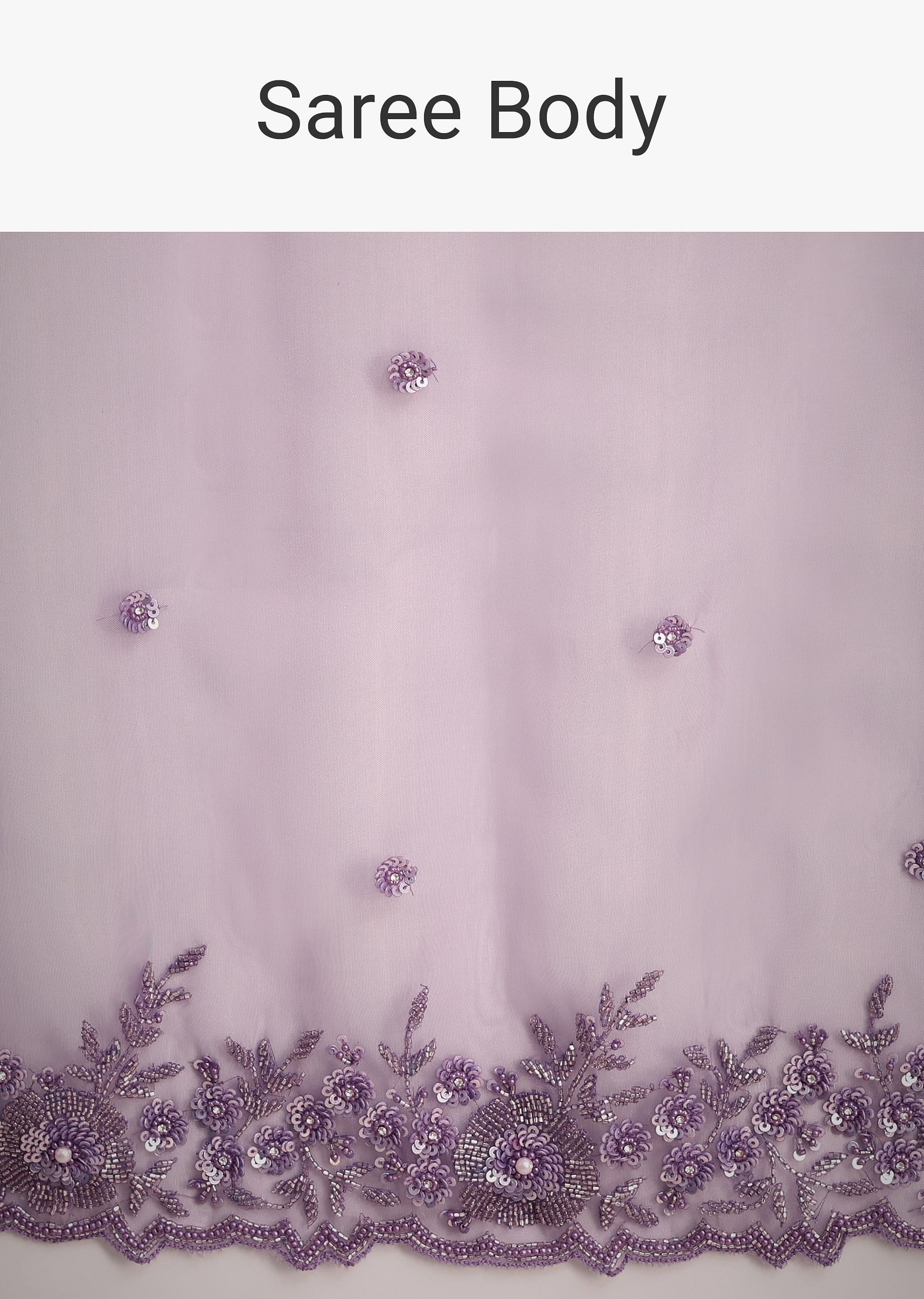Purple Soft Organza Saree With Cutdana Sequins Embroidery - Image 9