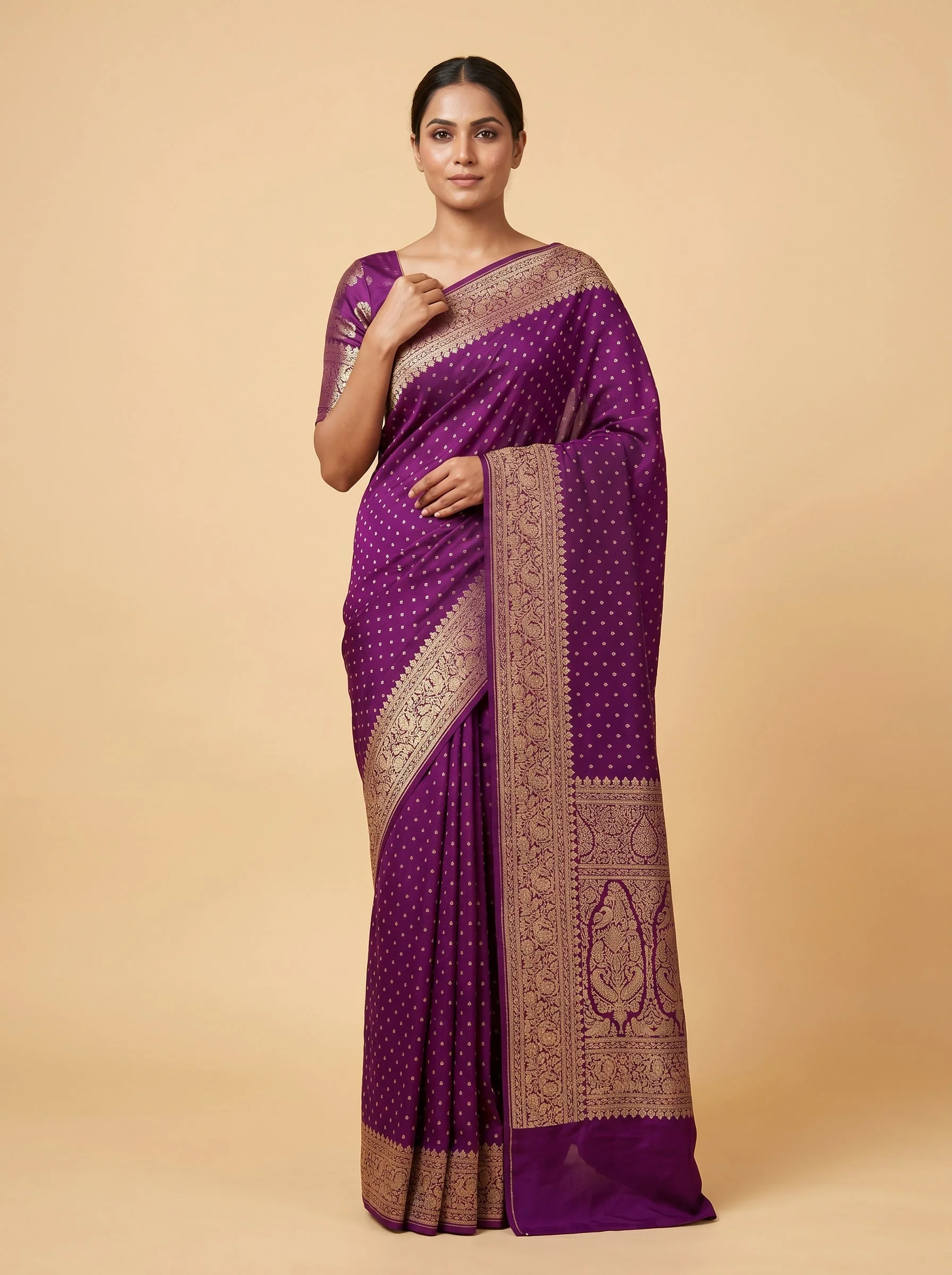 Purple Sovereign Flow Handloom Saree
