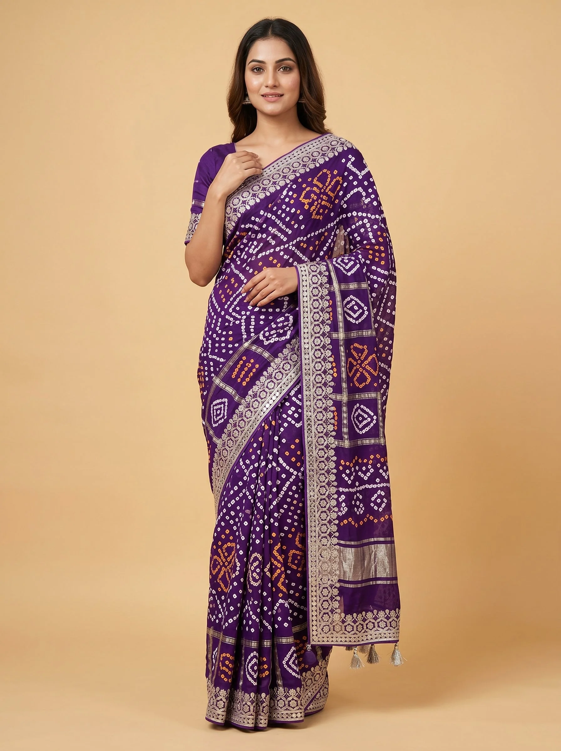 Purple Tie-Dye Bandhani Saree