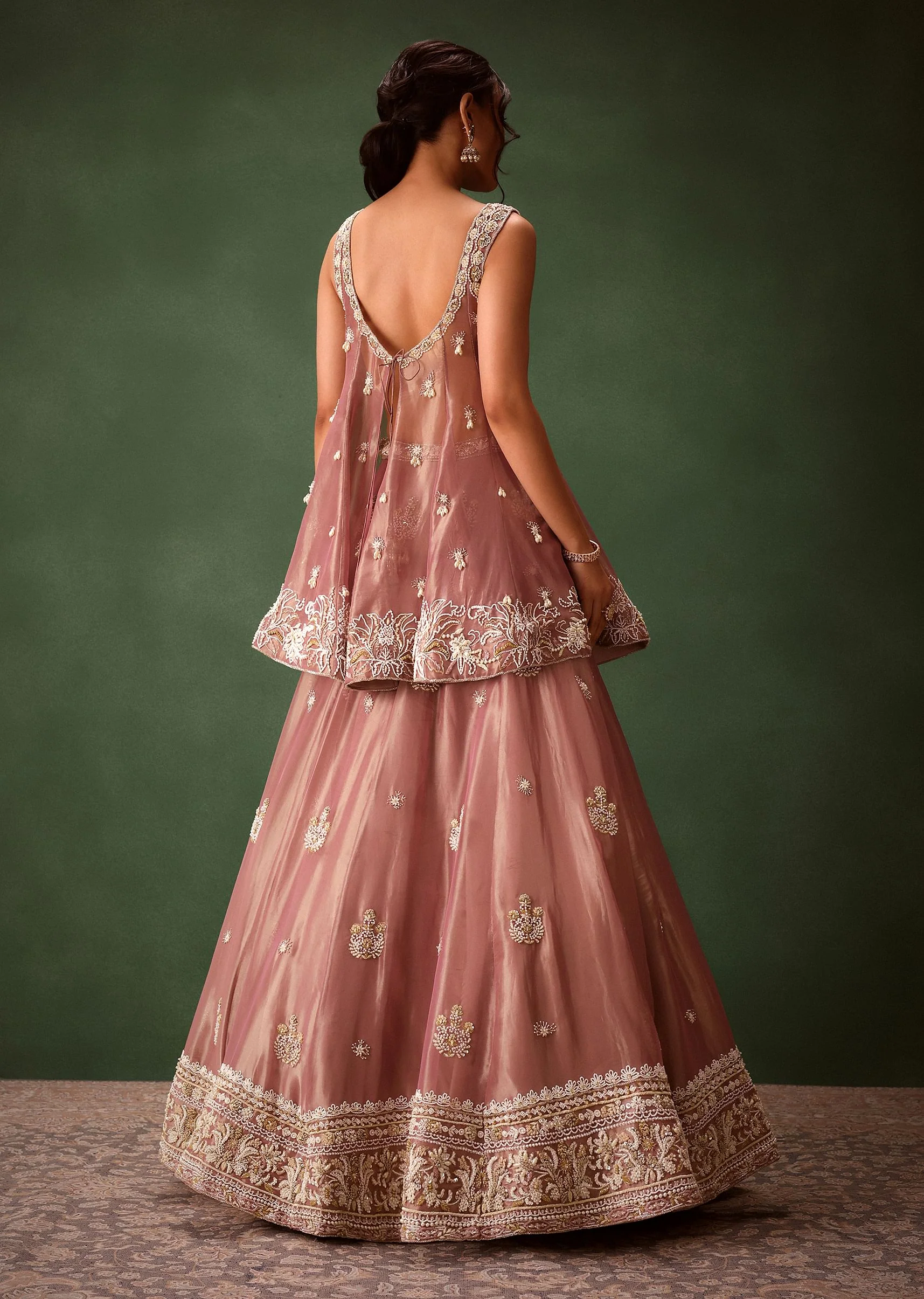Purple Angrakha Style Embroidered Kurta With Lehenga - Image 6