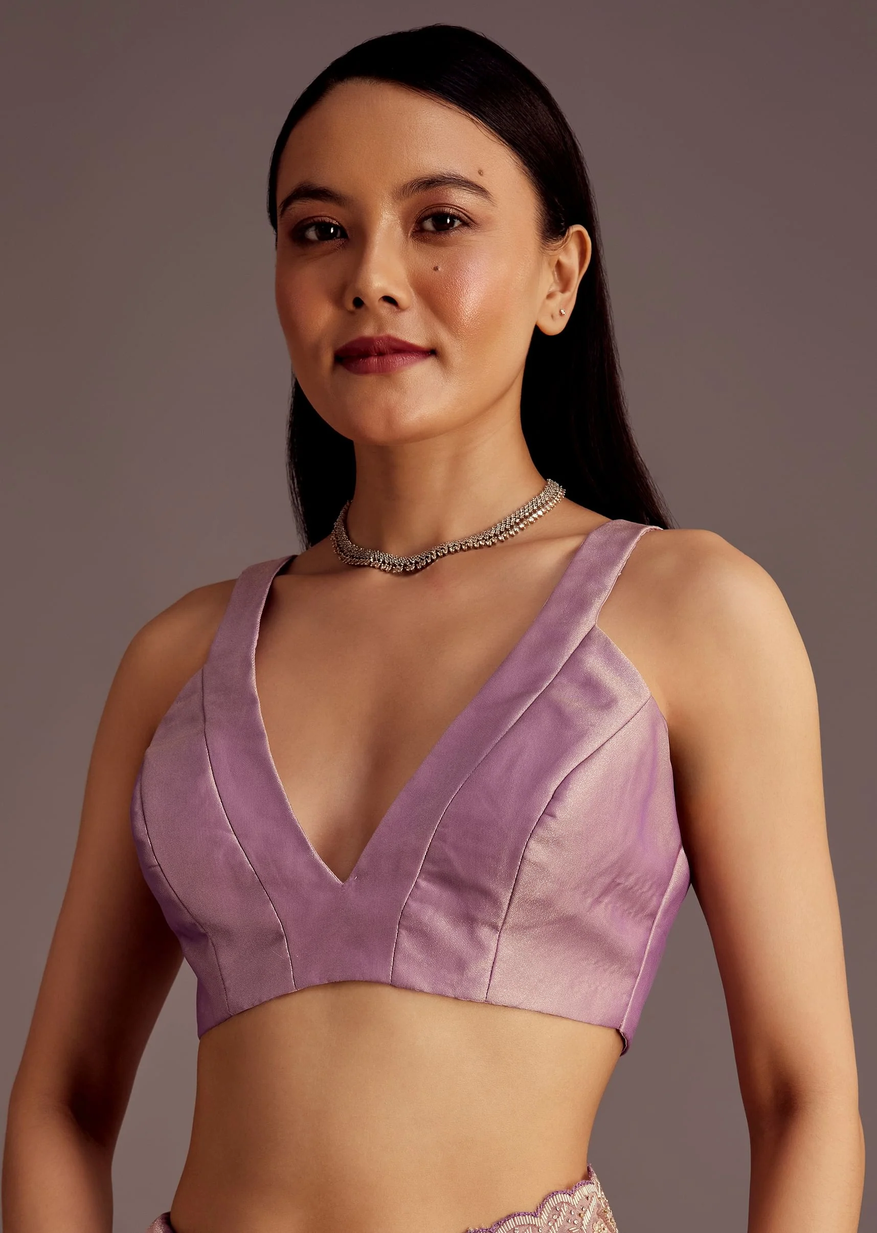 Purple Tissue Saree With Cutdana And Stone Embroidery - Image 7