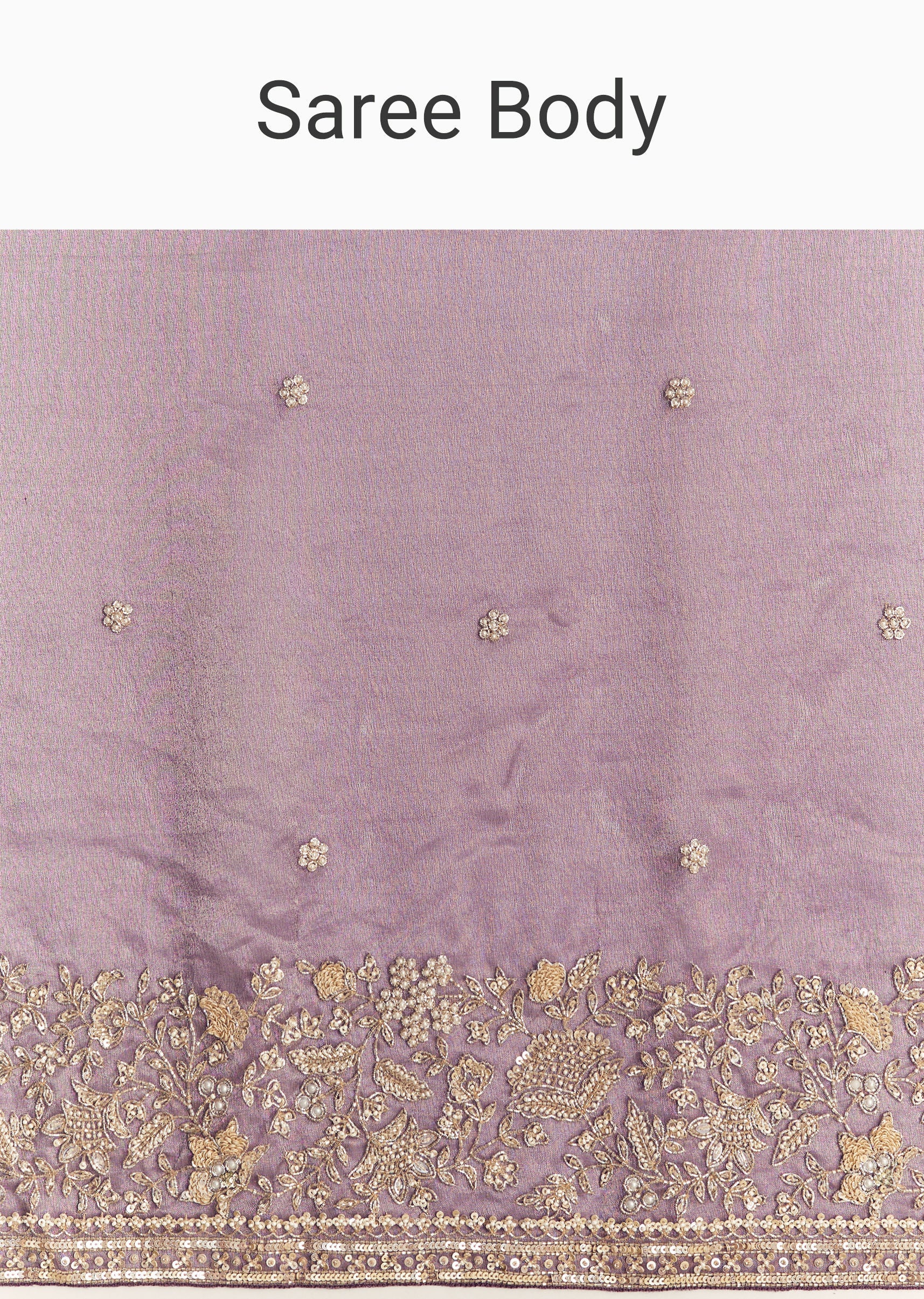 Purple Tissue Saree With Heavy Floral Embroidered Border - Image 9