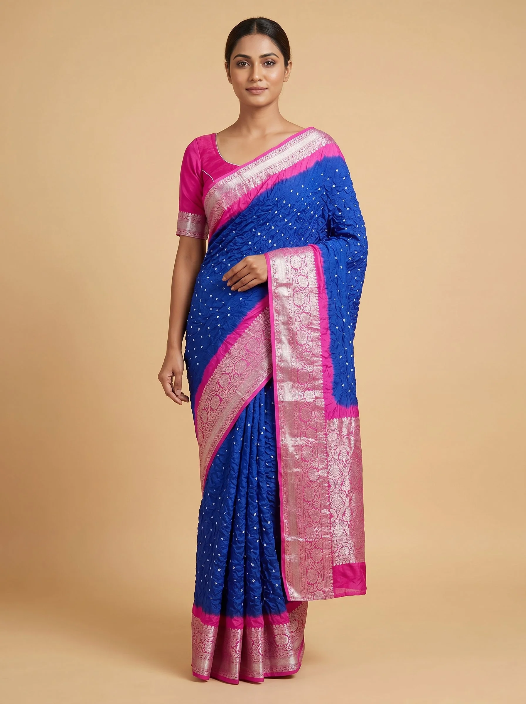 Purple Traditional Motif Bandhani Saree