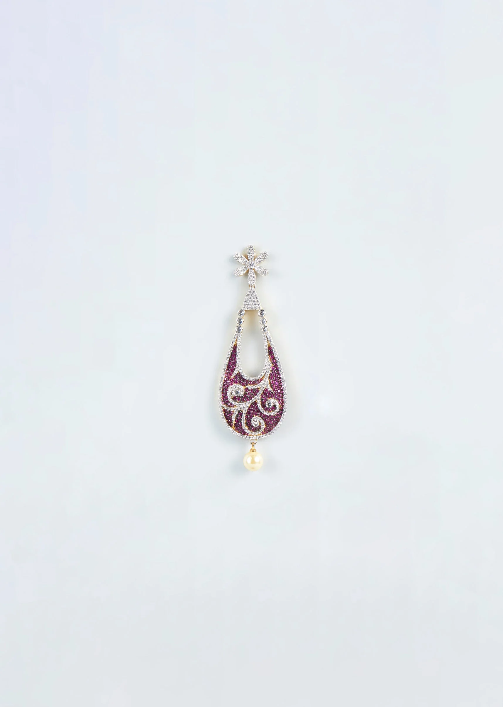 Purple With White Finish Zircon Dangler Earrings - Image 2