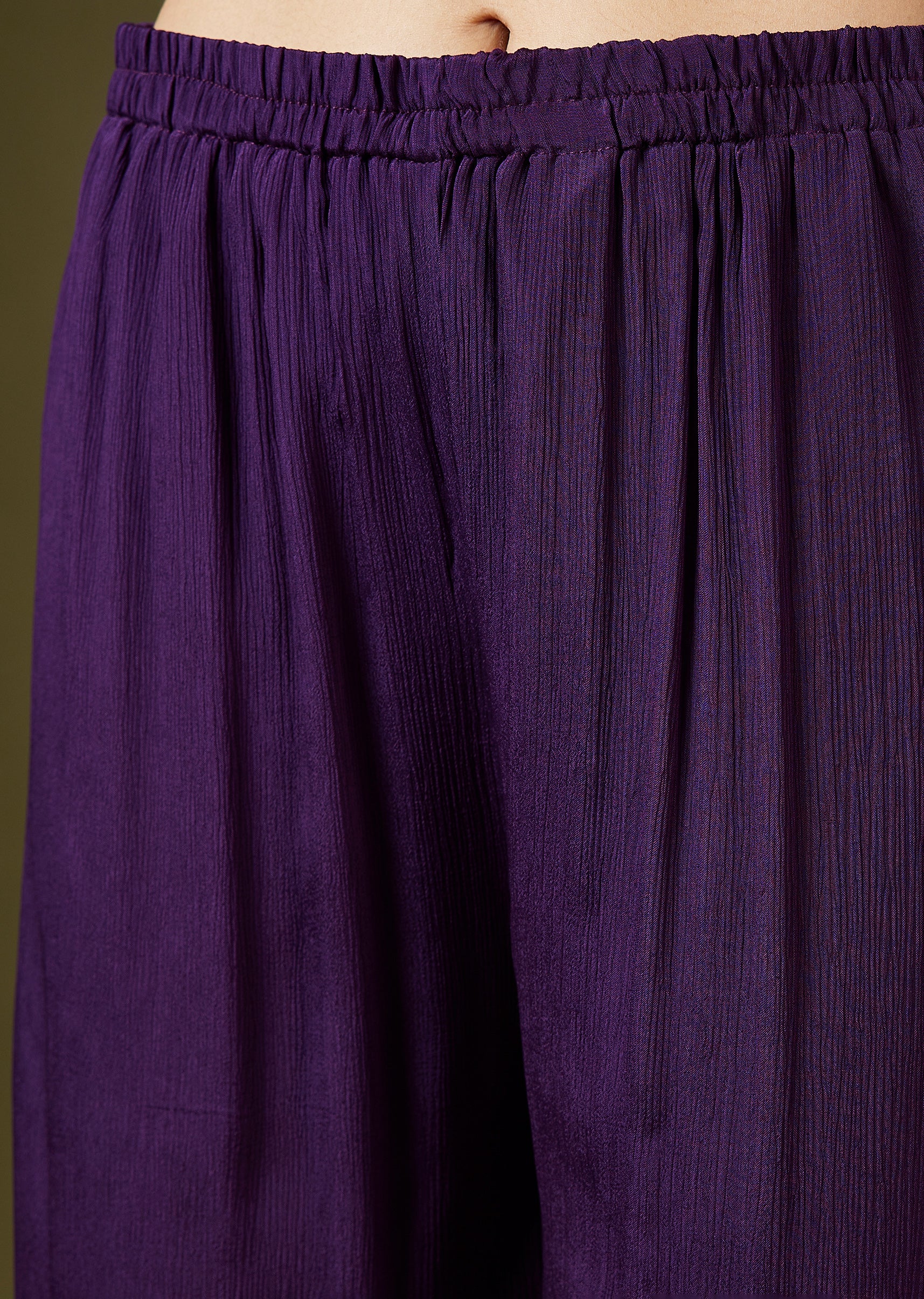 Purple Zardosi And Thread Work Cape Set With Palazzo - Image 6