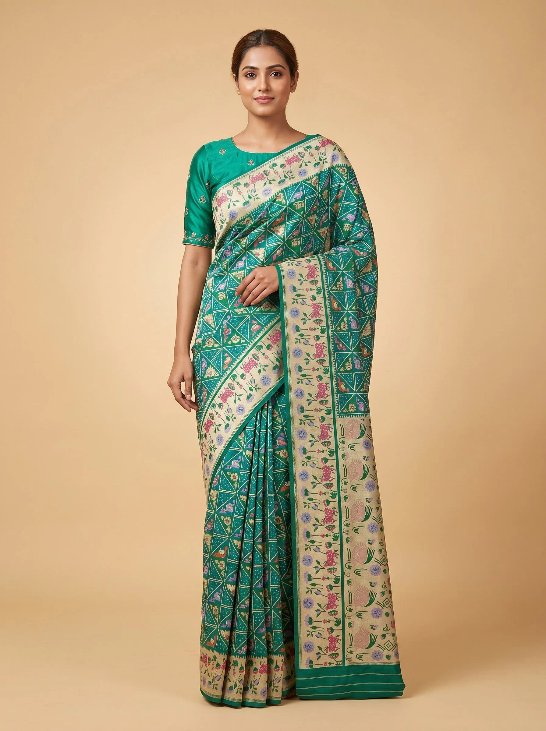 Rama Green Soft Bandhani Saree
