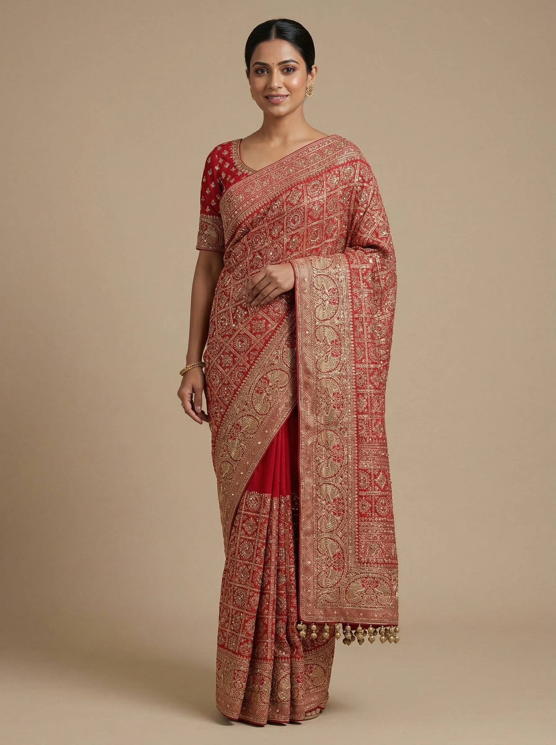 Rani Embellished Embroidered Saree