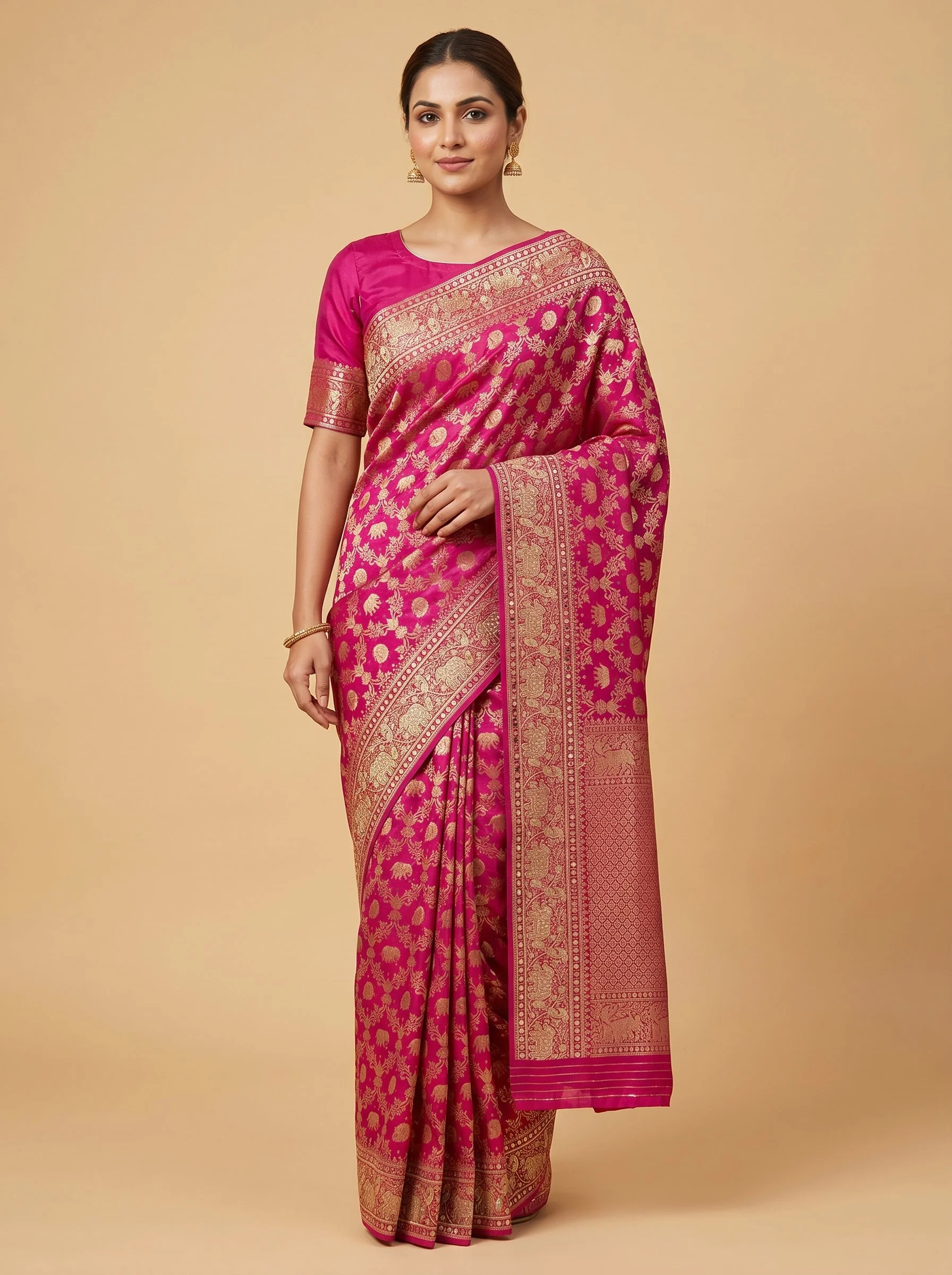Rani embroidered saree with intricate motifs
