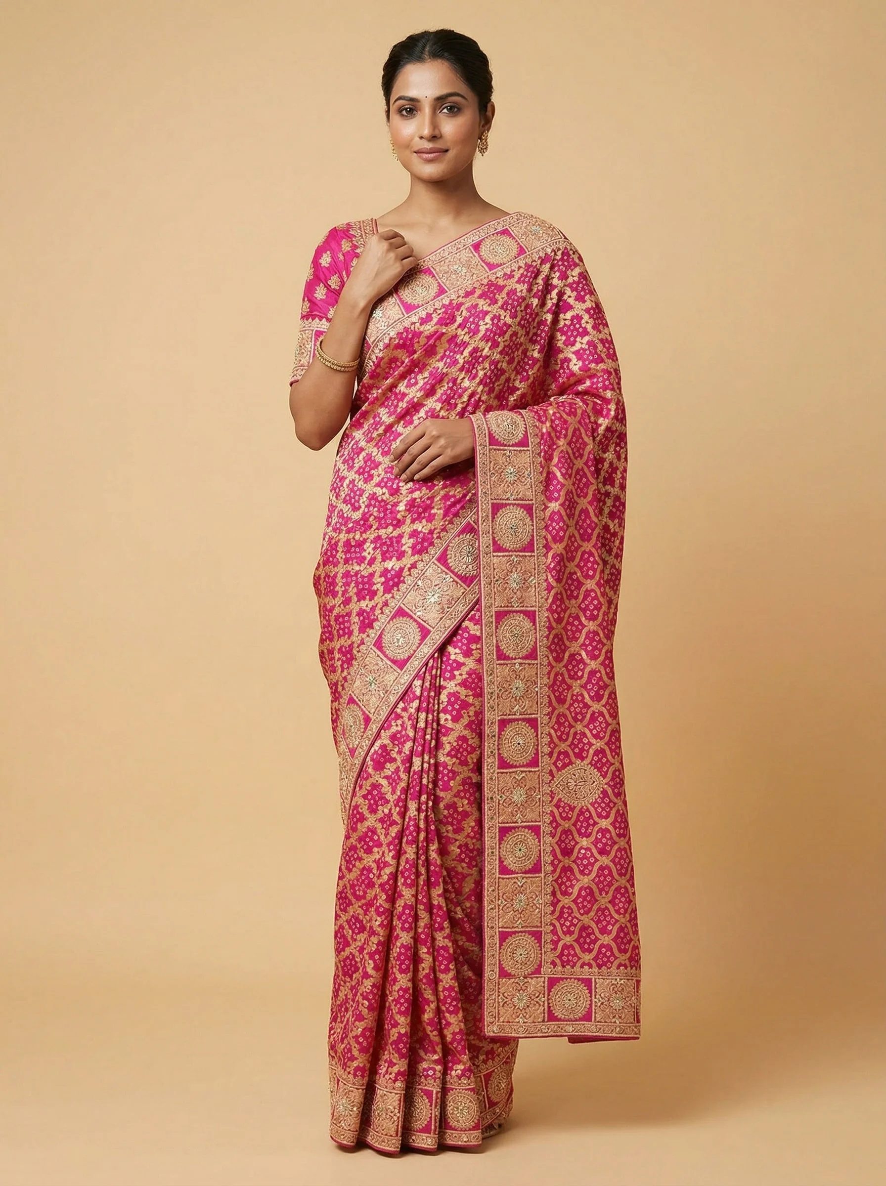 Rani Festive-Tone Embroidered Saree