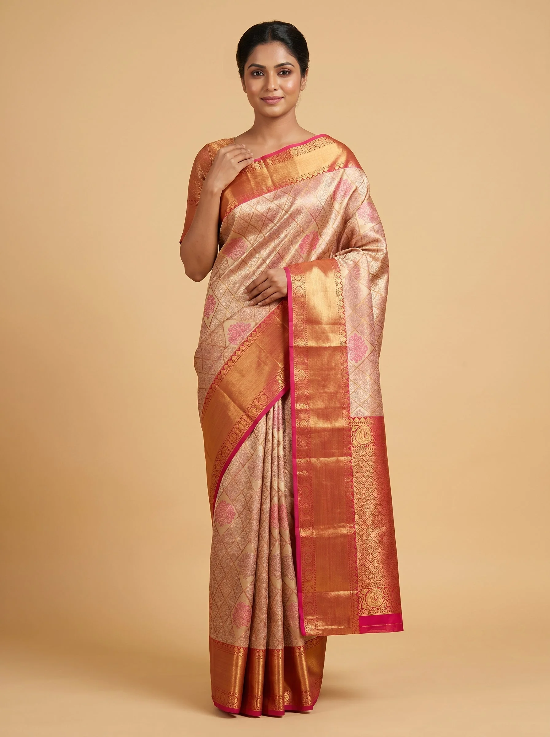 Rani Gold Festive Fusion Handloom Saree