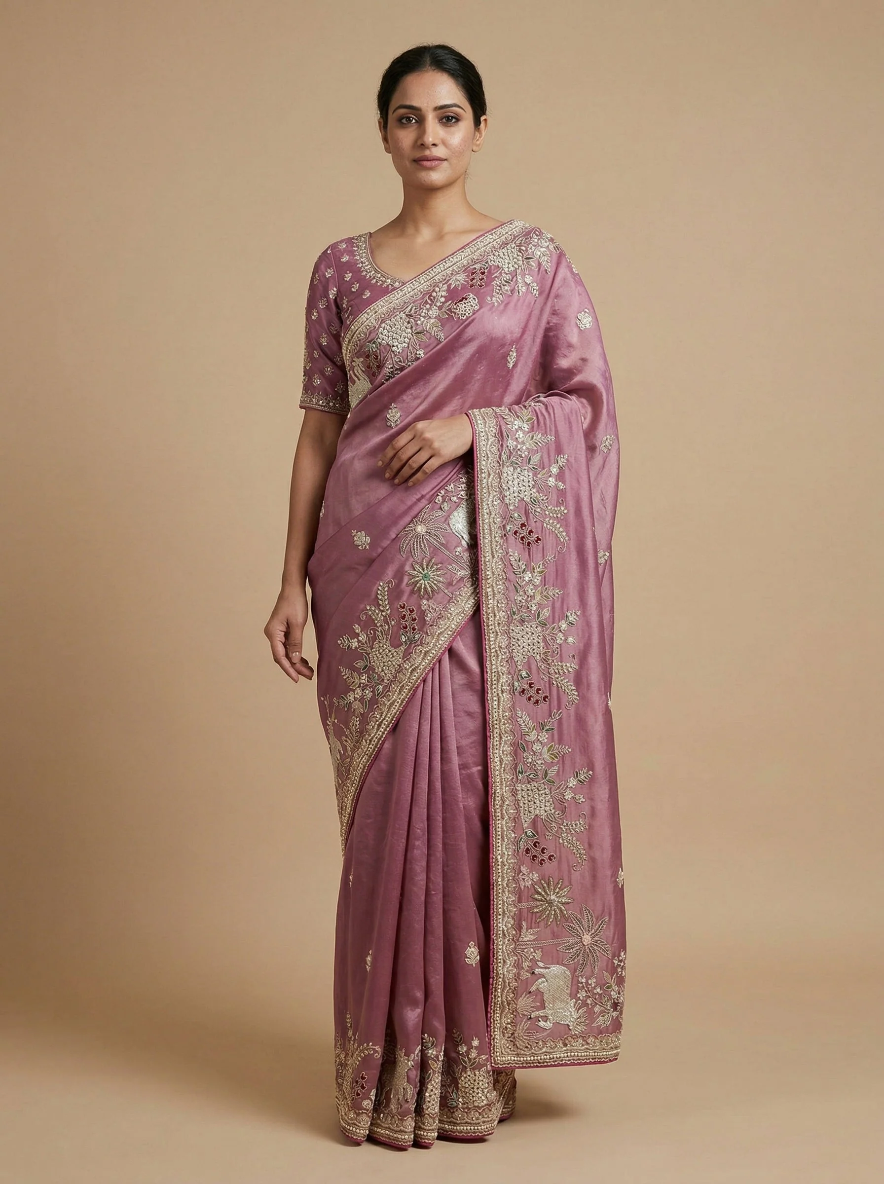 Rani Illuminated Embroidered Saree