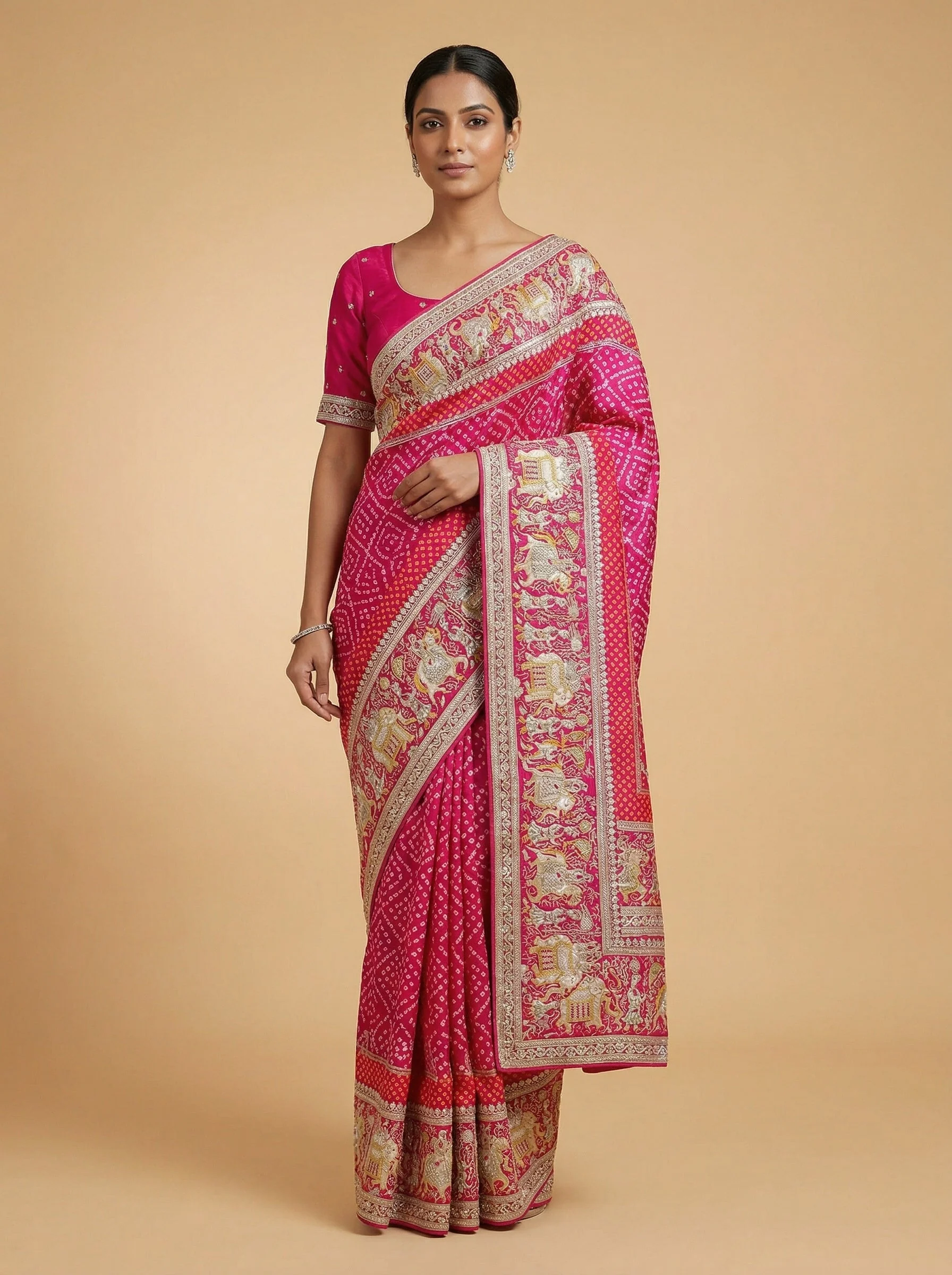 Rani Majestic Embroidered Saree