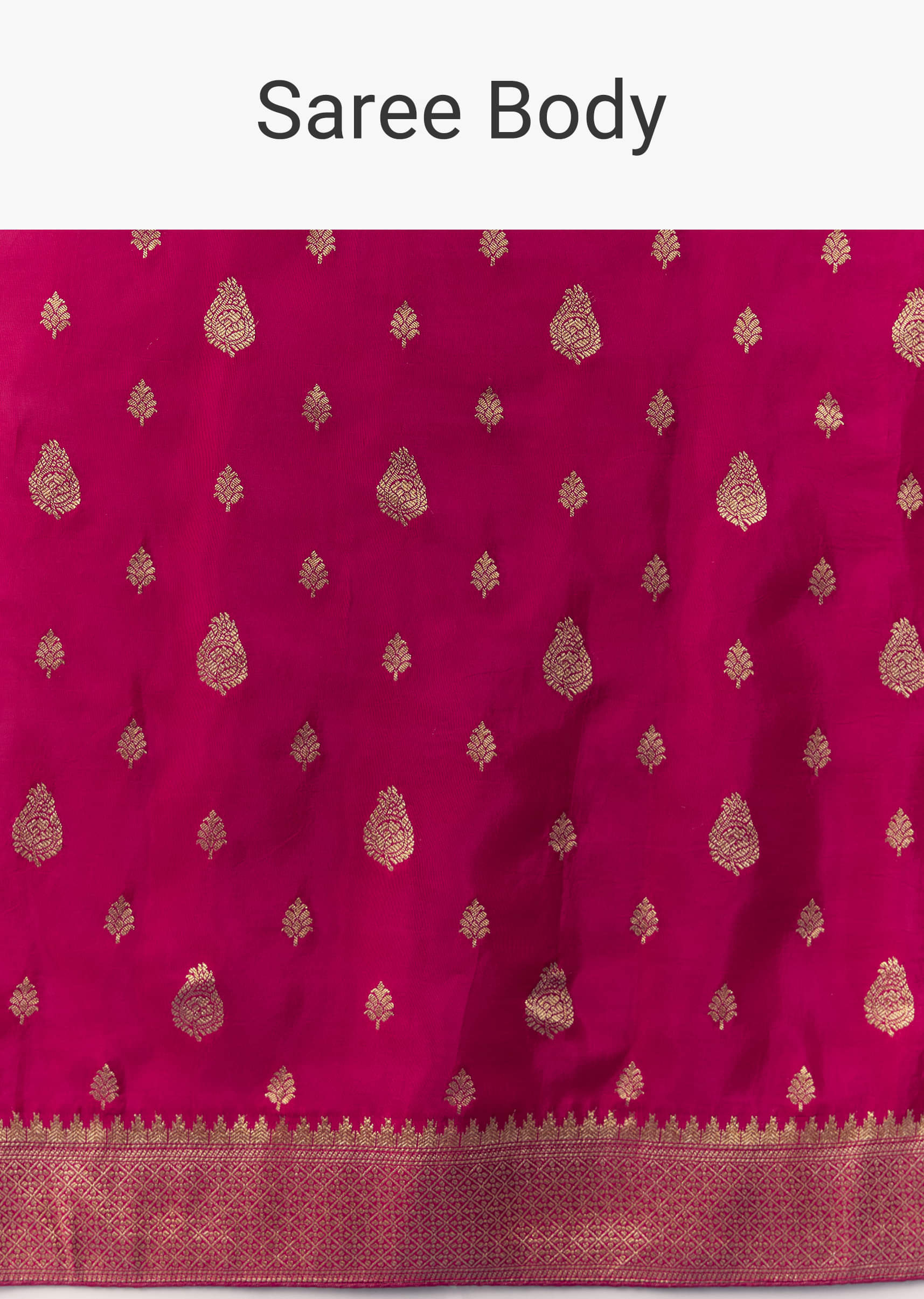 Rani Pink Dola Silk Brocade Woven Saree with Unstitched Blouse - Image 10