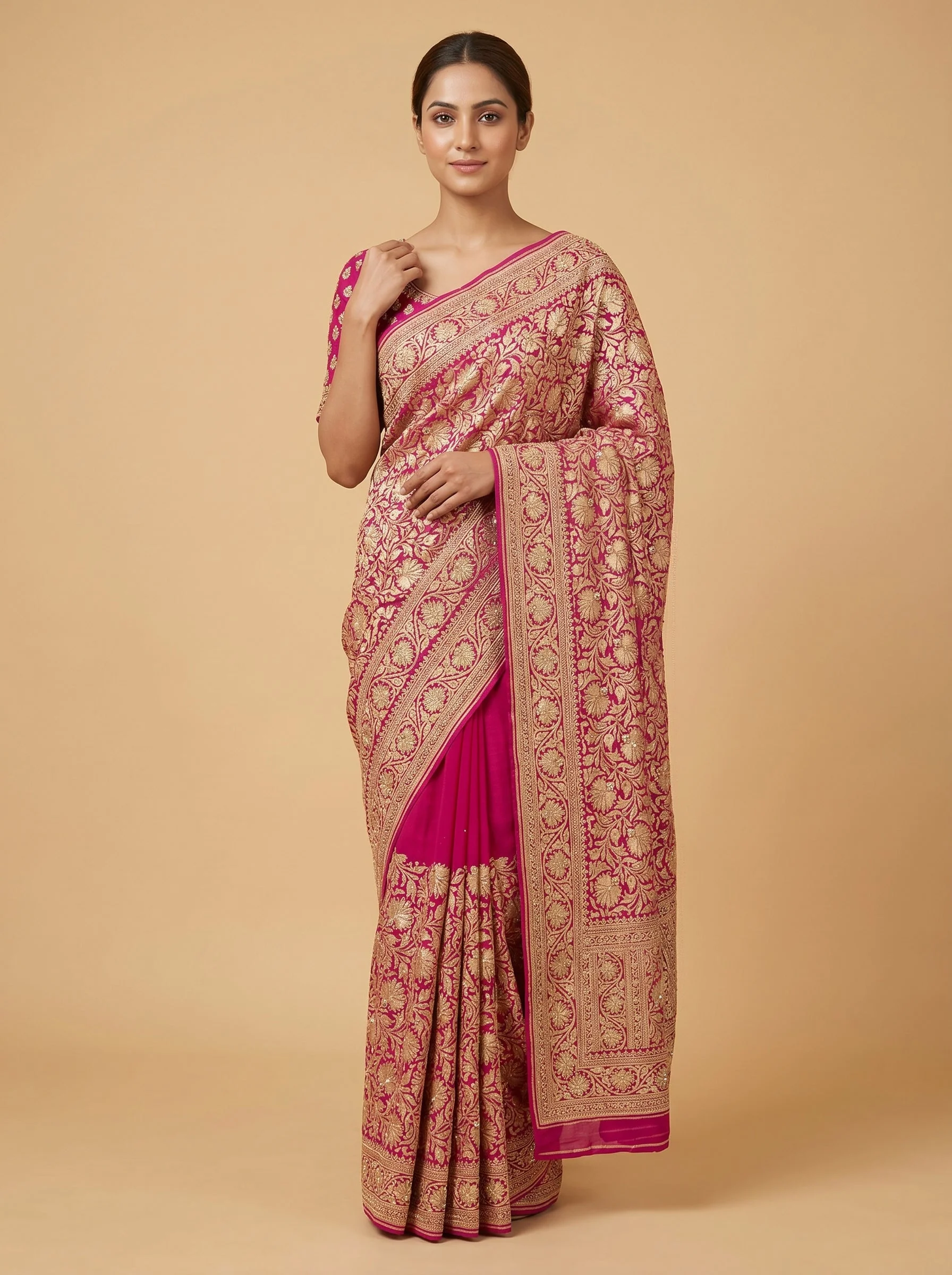 Rani Pink Dynamic Weave Handloom Saree