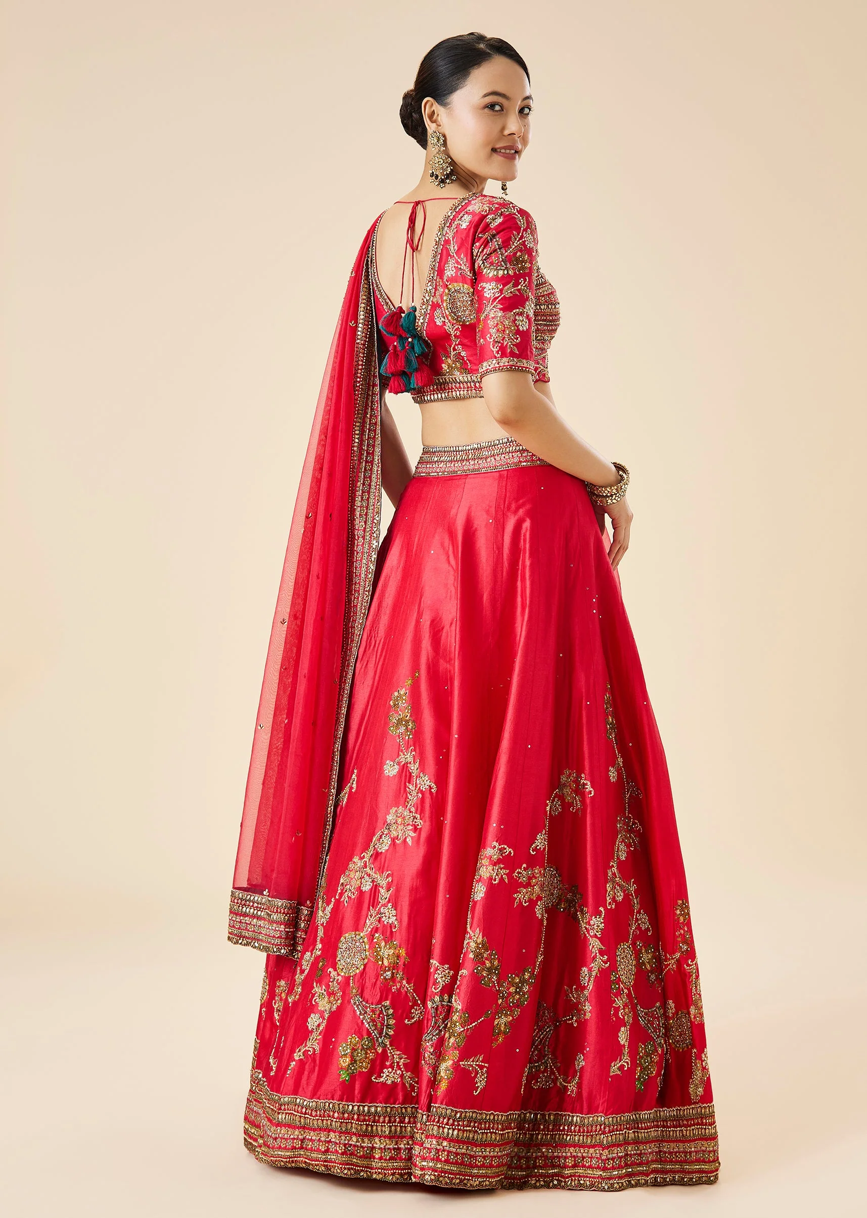 Rani Pink Embroidered Lehenga Set - Image 2
