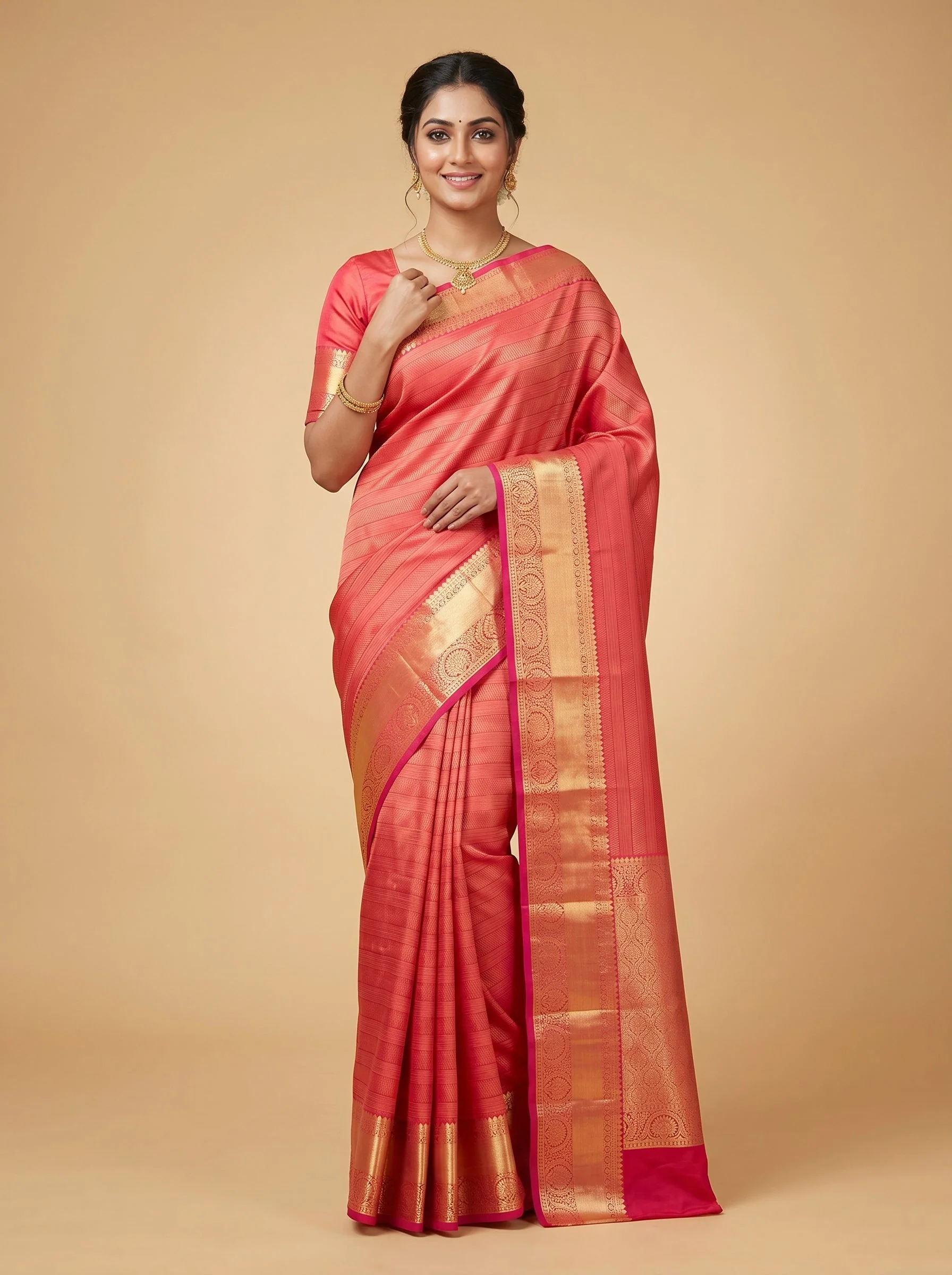 Rani Pink Festive Essence Handloom Saree