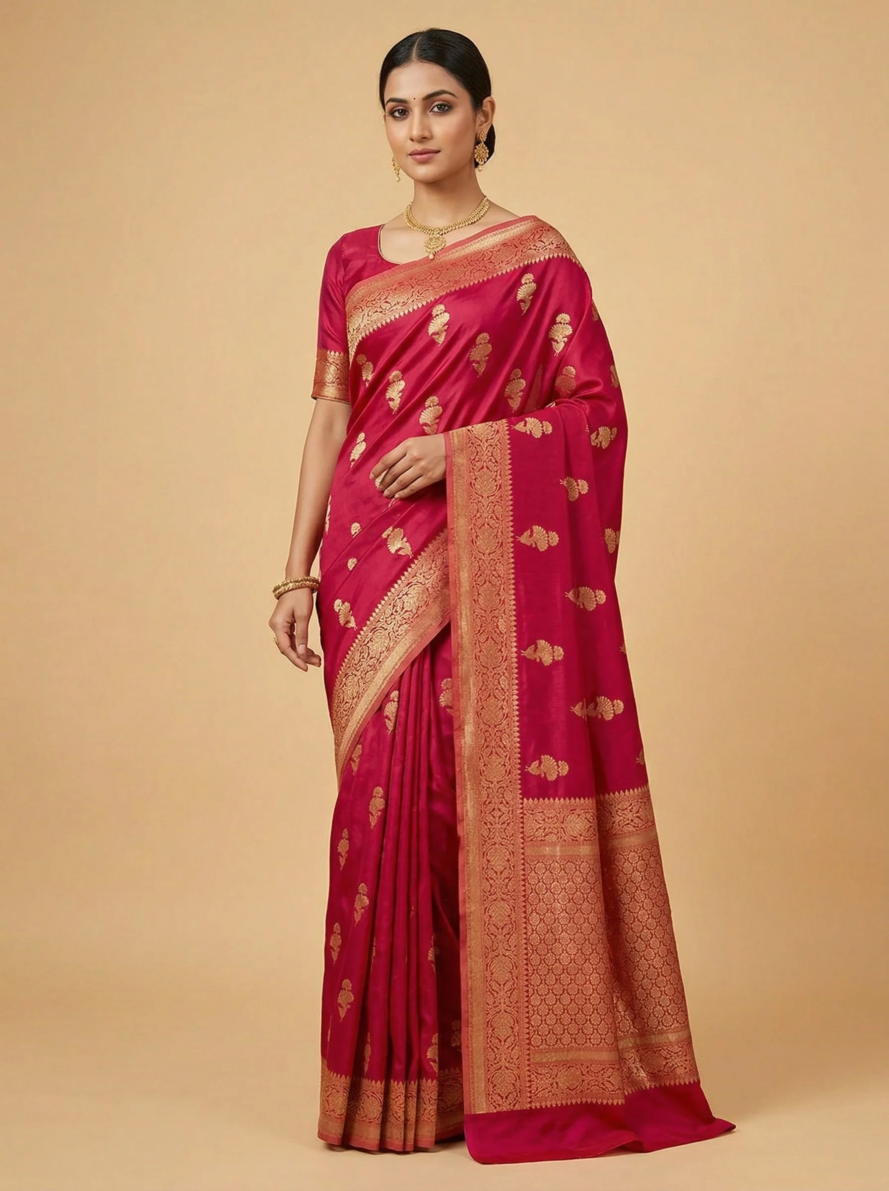 Rani Pink Handloom Saree