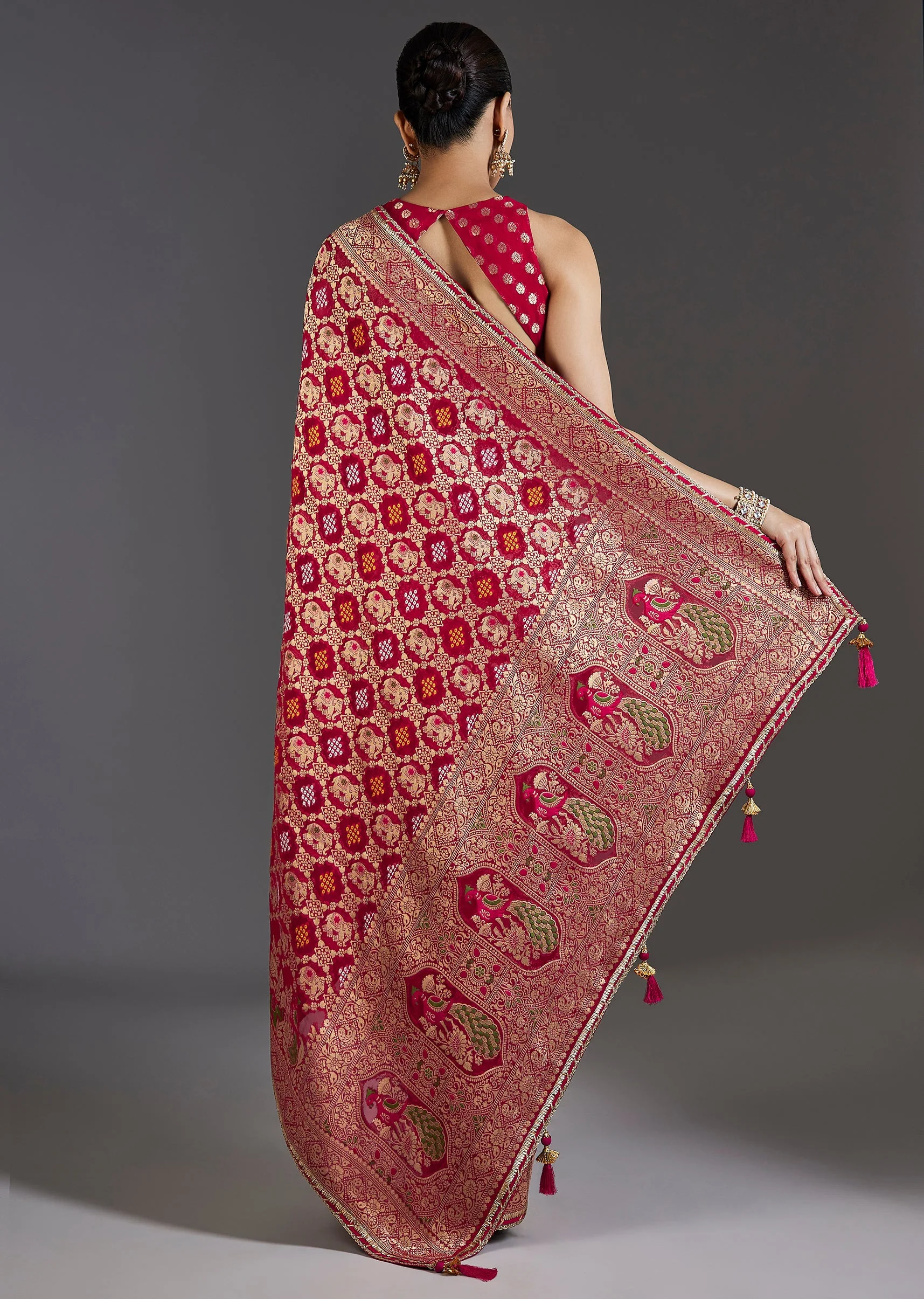 Rani Pink Khaddi Georgette Saree - Image 4