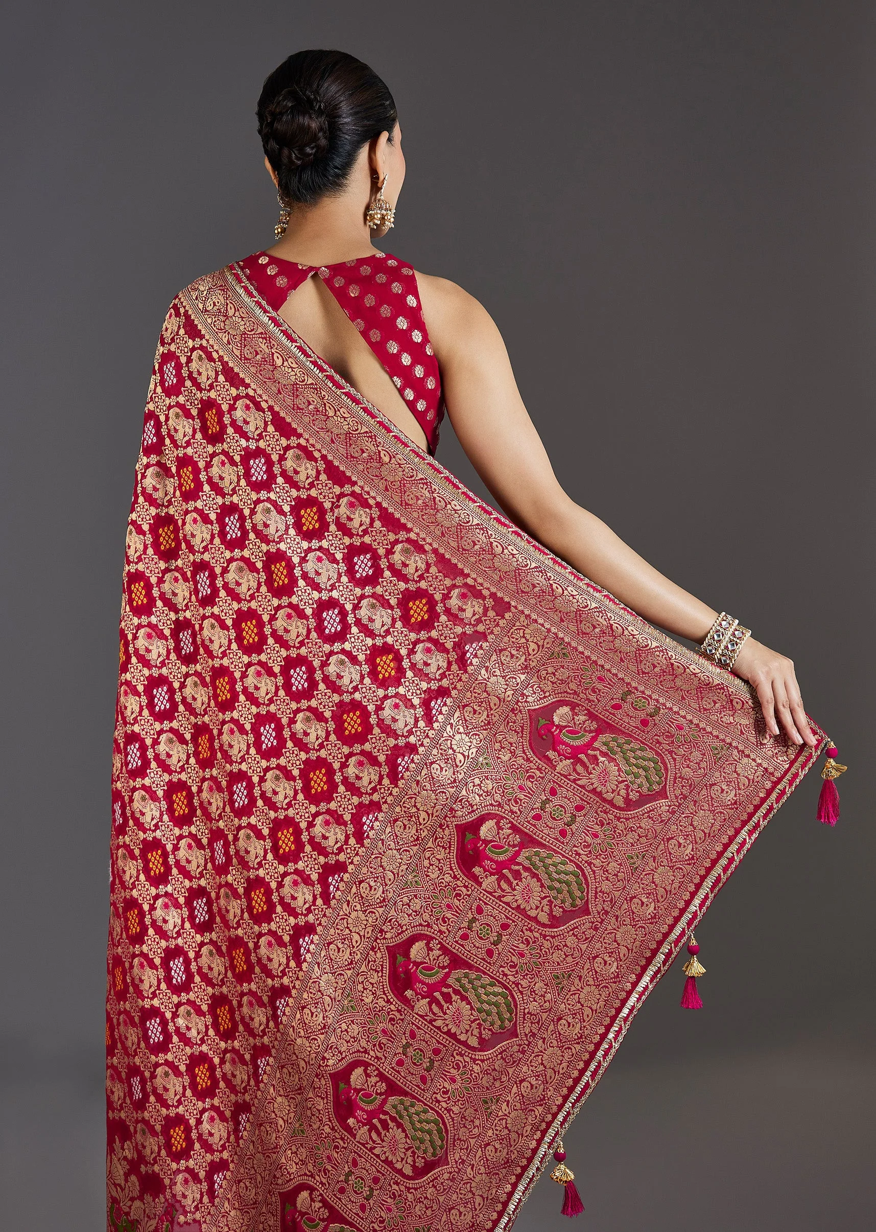 Rani Pink Khaddi Georgette Saree - Image 6
