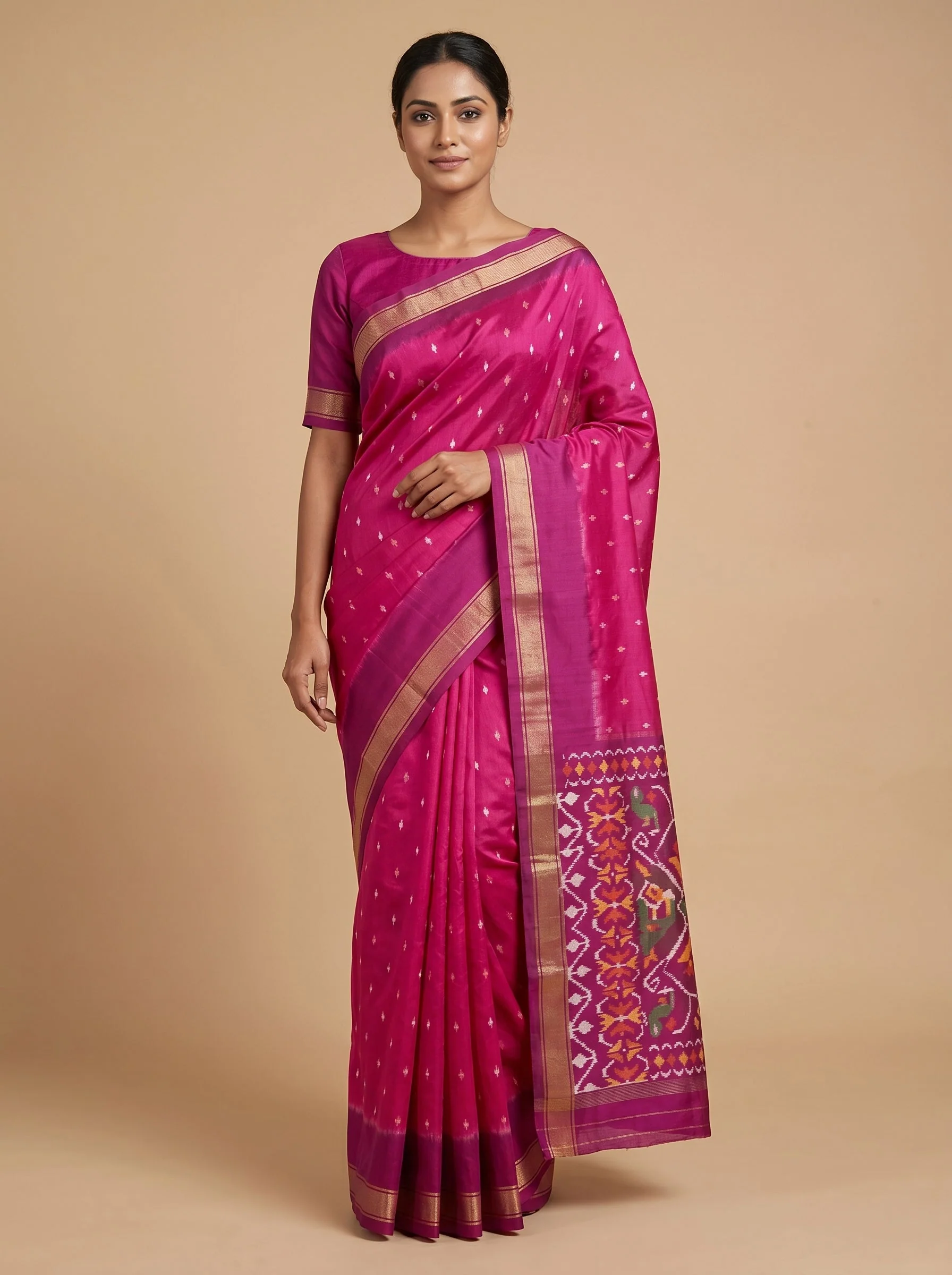 Rani Pink Lively Aura Handloom Saree