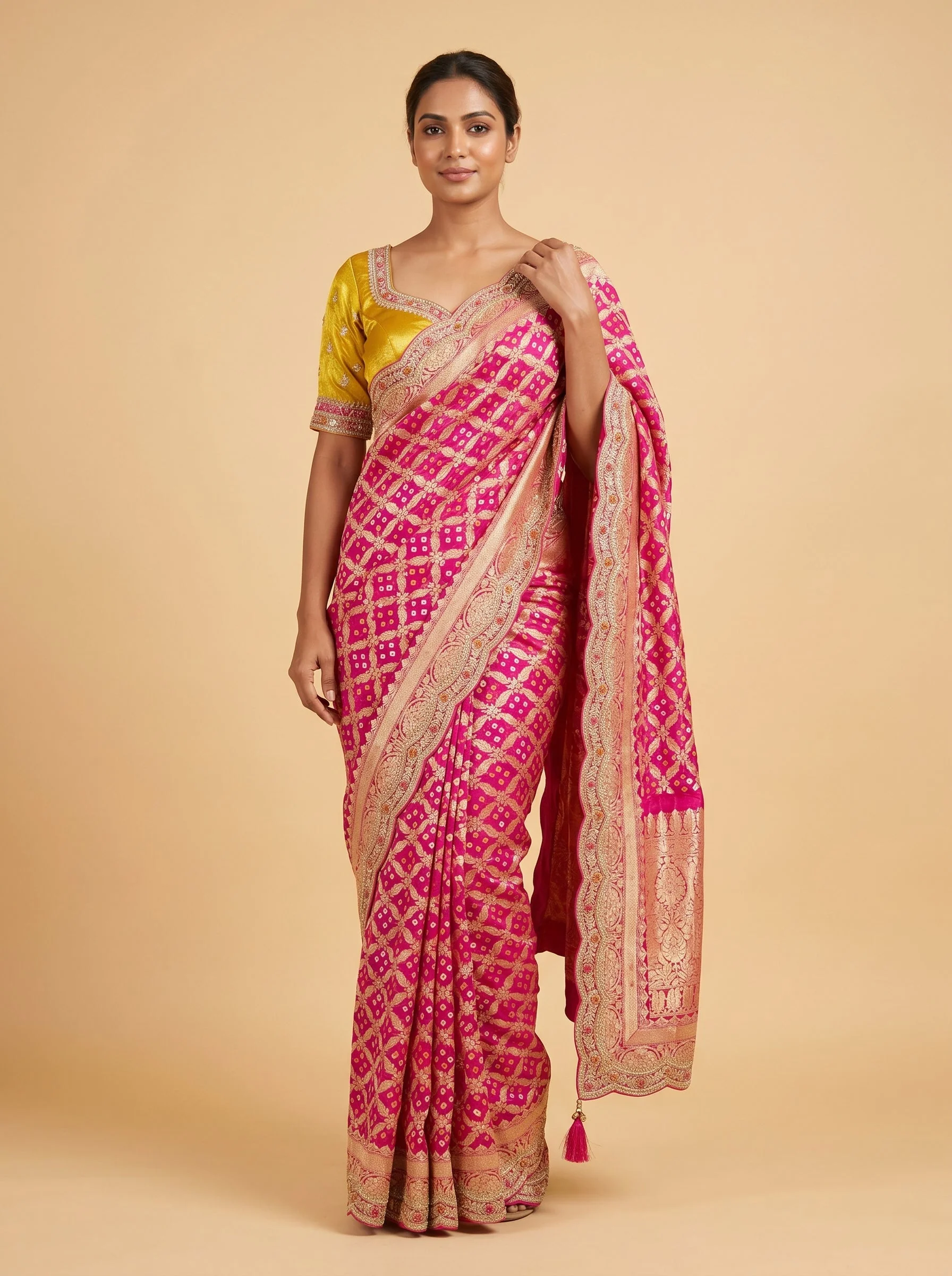 Rani Pink Royal Radiance Embroidered Saree