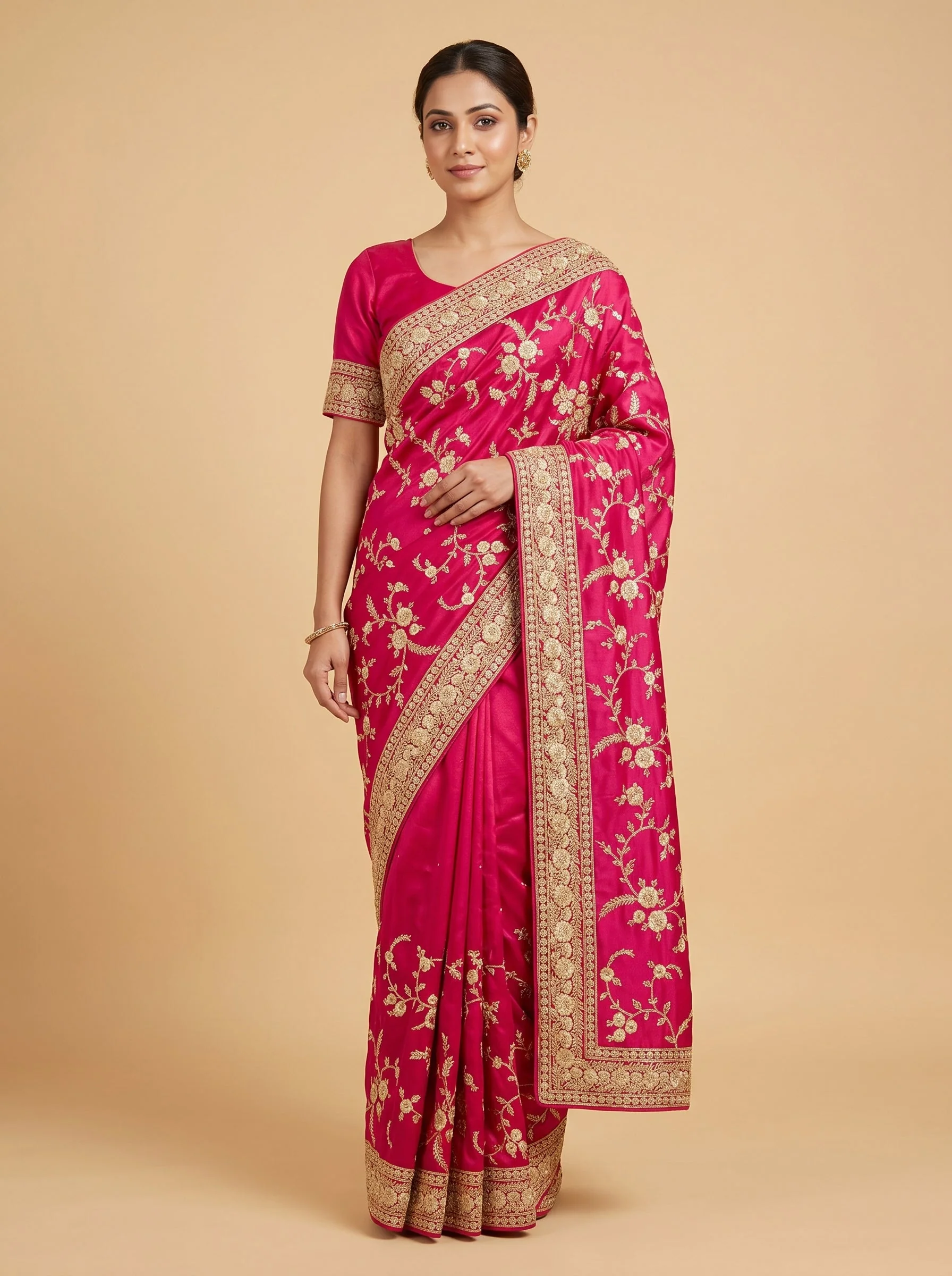 Rani Pink Shine Saree
