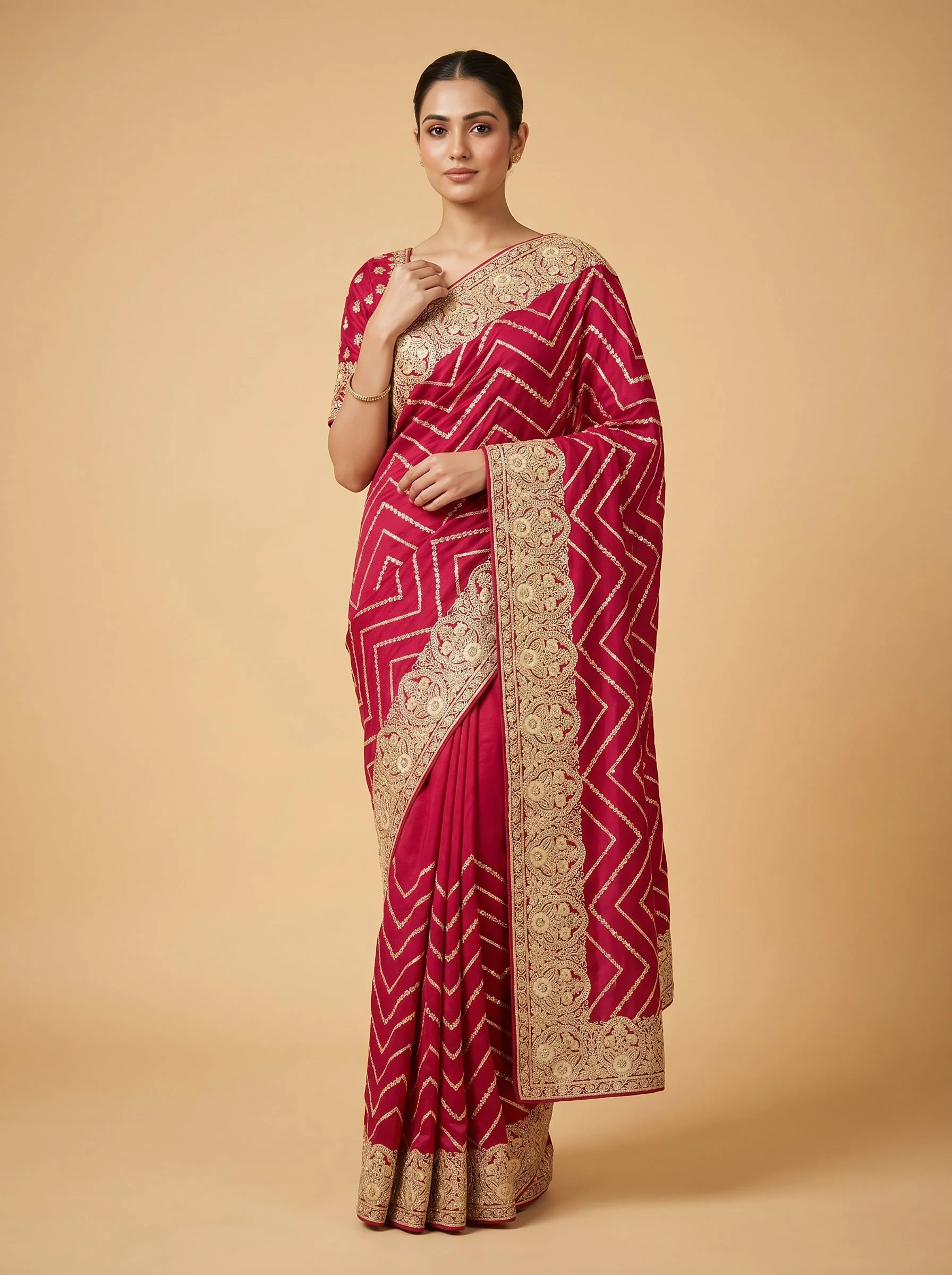 Rani Pink Vibrant Art Saree