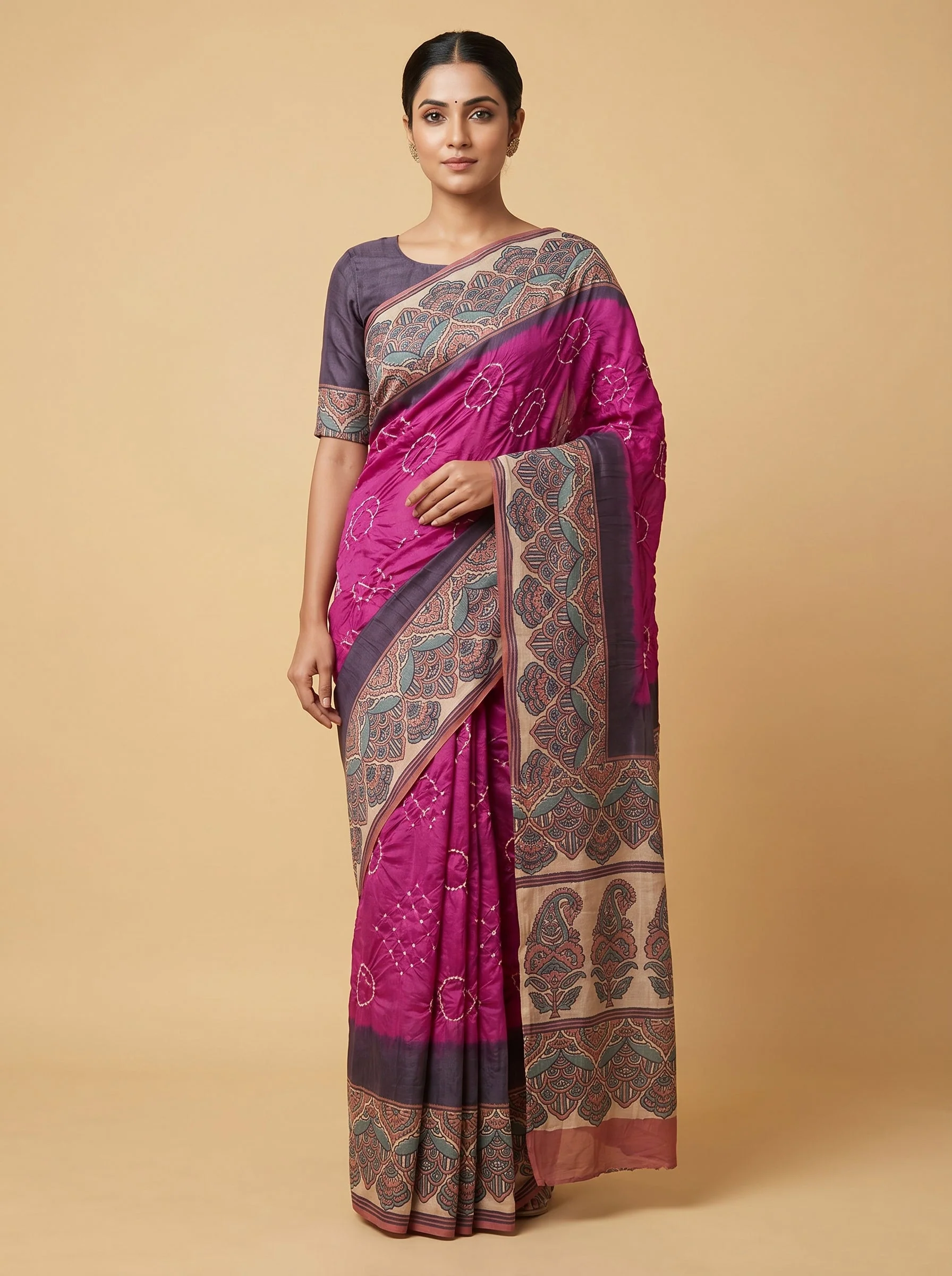 Rani Pink Vibrant Bandhani Saree