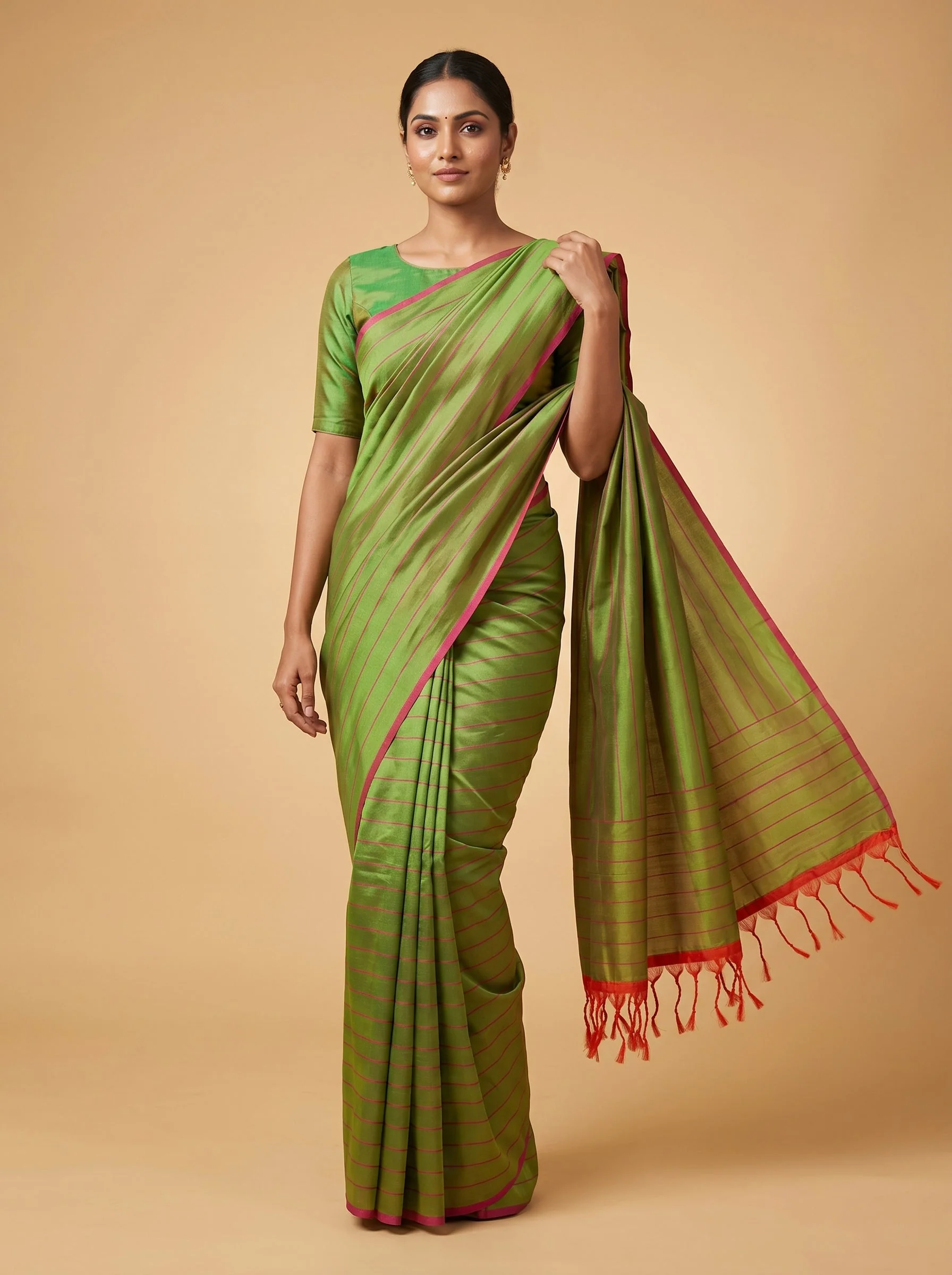 Rani Pink Vivid Charm Handloom Saree