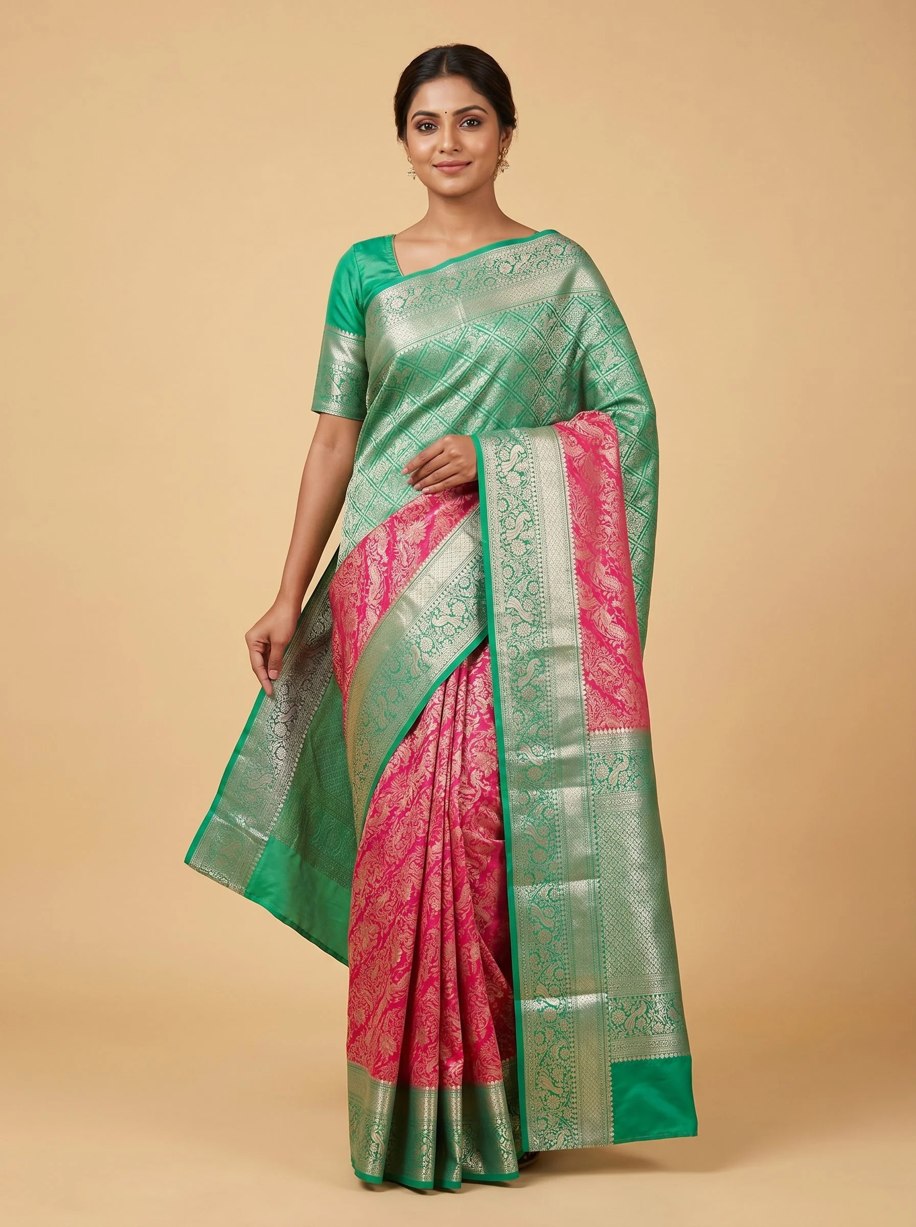 Rani Pink Vivid Handloom Saree